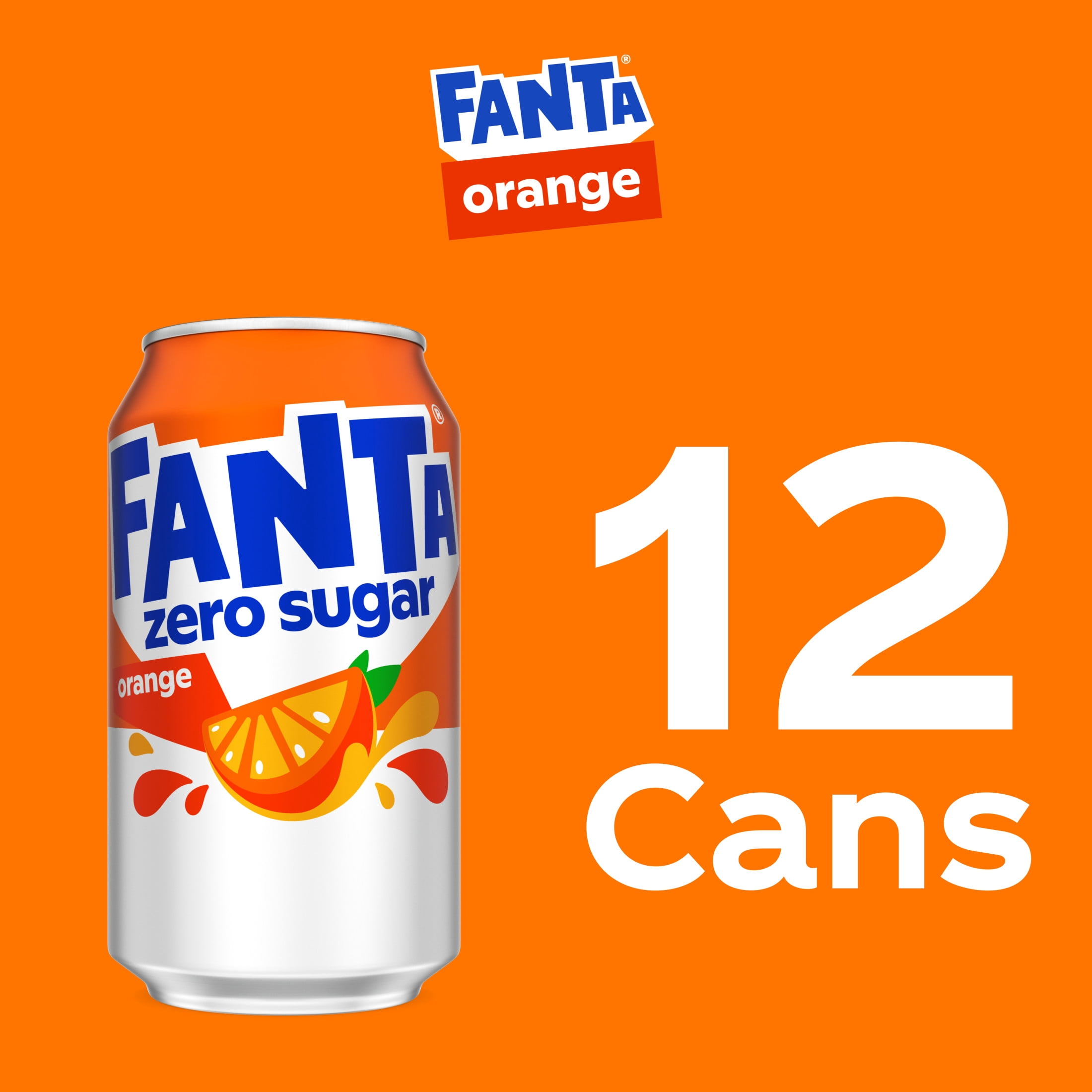 Fanta Zero Sugar Orange Soda, Refreshing Fruit Flavored Soft Drink (Orange, 12 fl oz, 12 Pack) pvm87