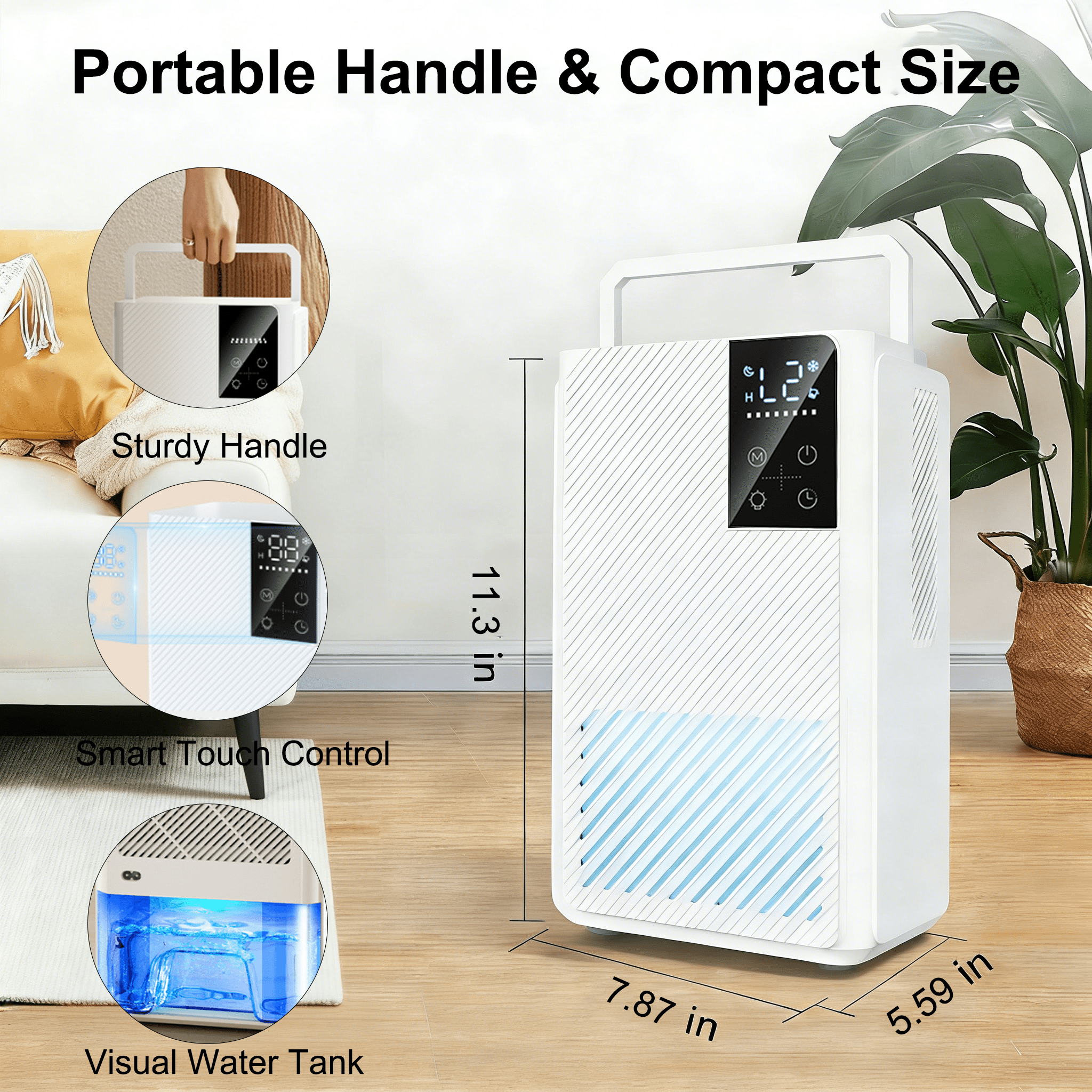 QUNCWL Small Dehumidifier for Home Bedroom Bathroom (White, 67 oz) y0a8s