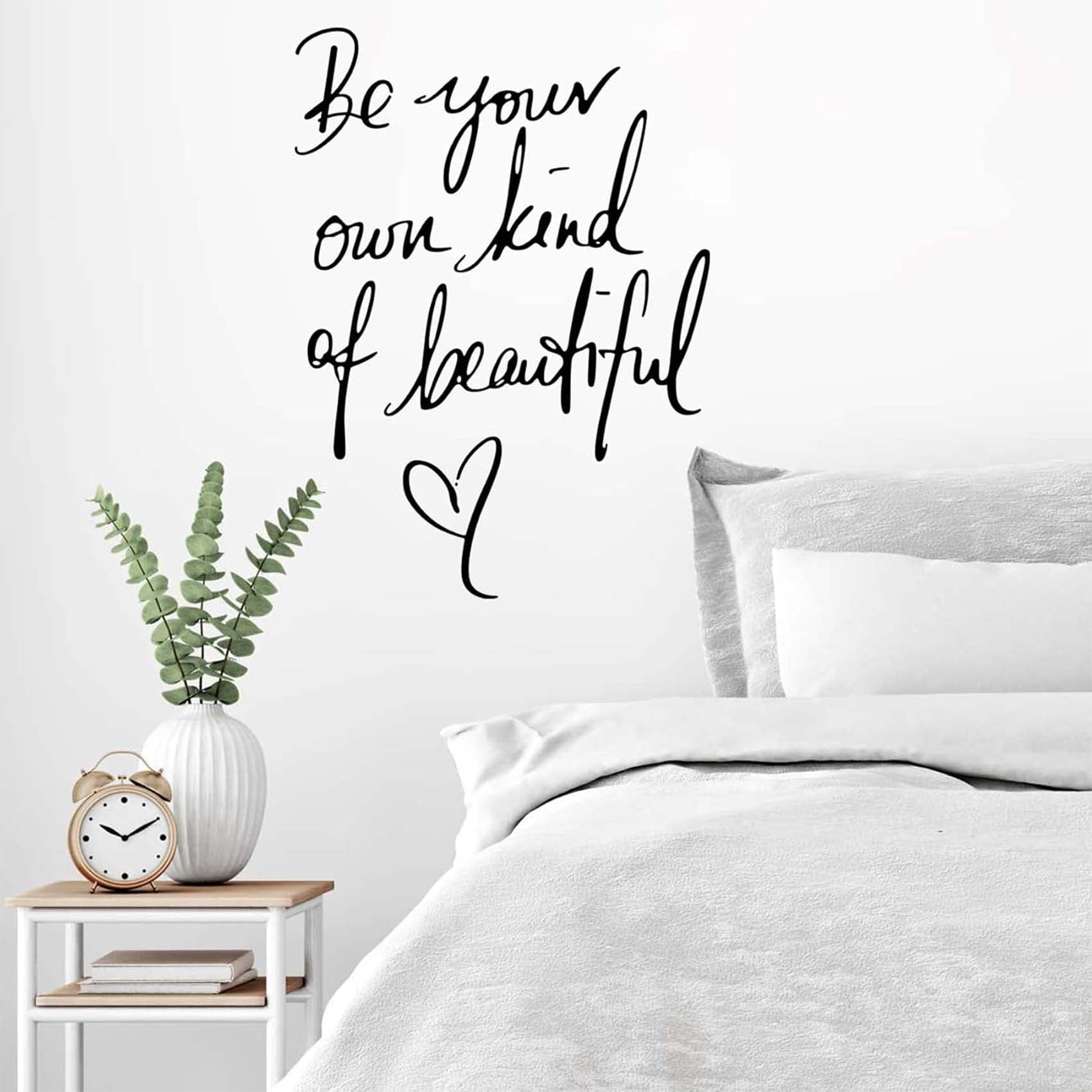 thovorrnl Inspirational Wall Decals Peel and Stick, Be Your Own Kind of Beautiful Quote Wall Art Decor (Black, 15.75 in x 21.65 in) ufwep