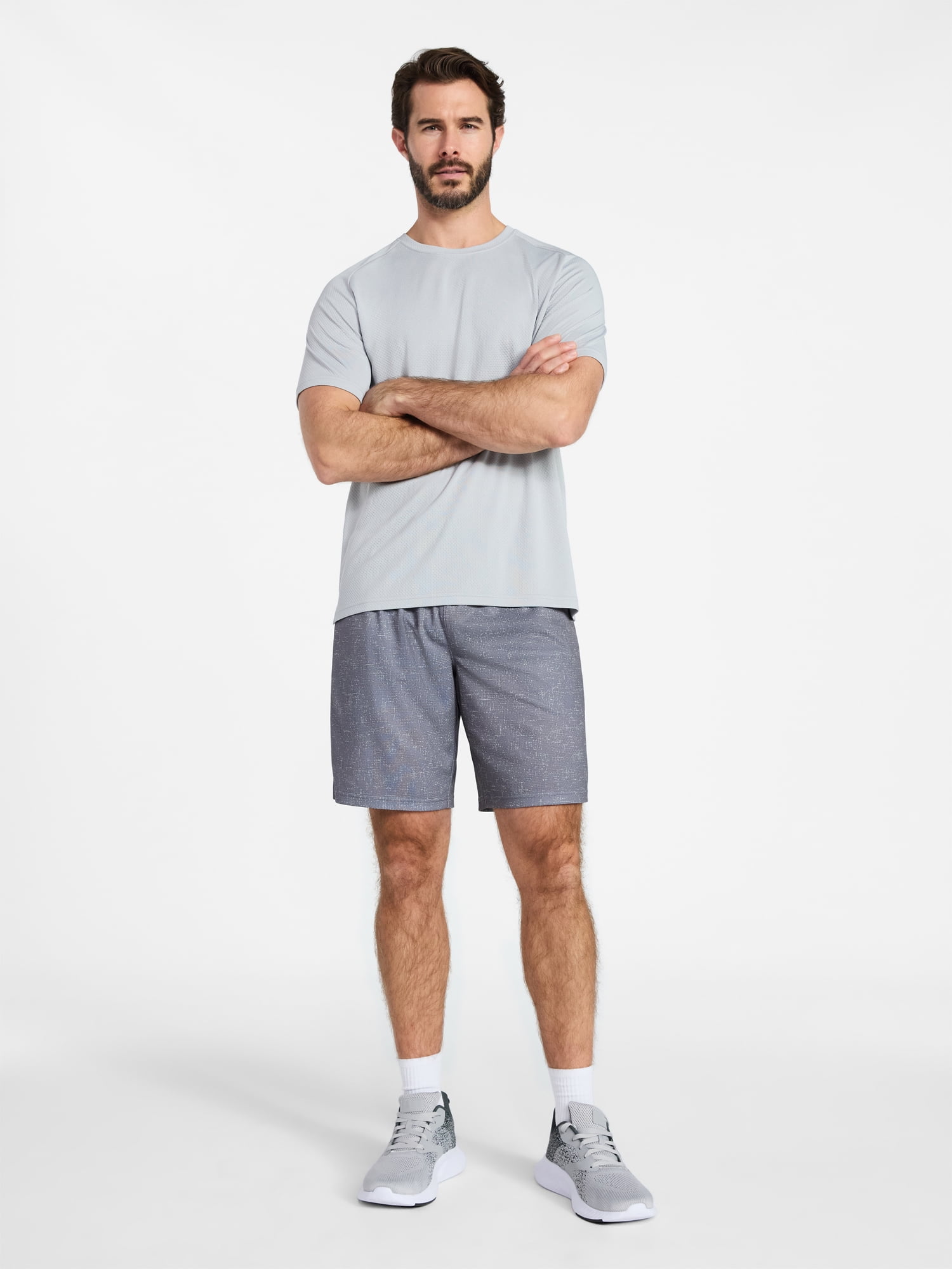 Athletic Works Men's Active Mesh Performance Shorts (Grey, 9 in Inseam) hwd78