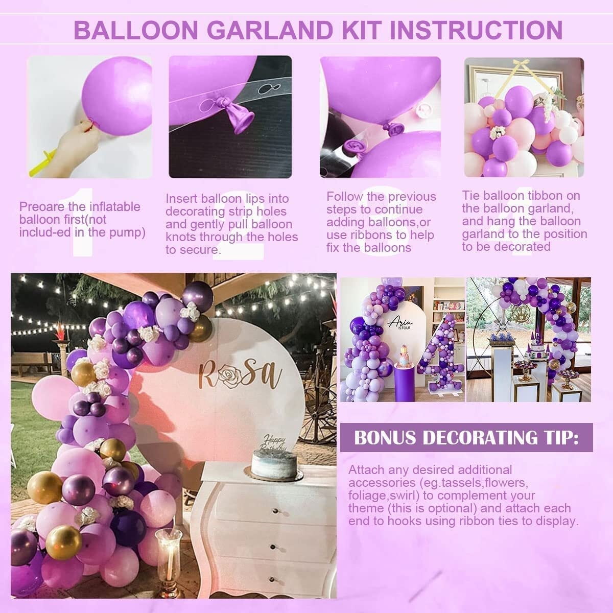 CCOCC Purple Balloon Garland Arch Kit with Paper Butterflies (White and Purple, 1 Pack) 4cb9x
