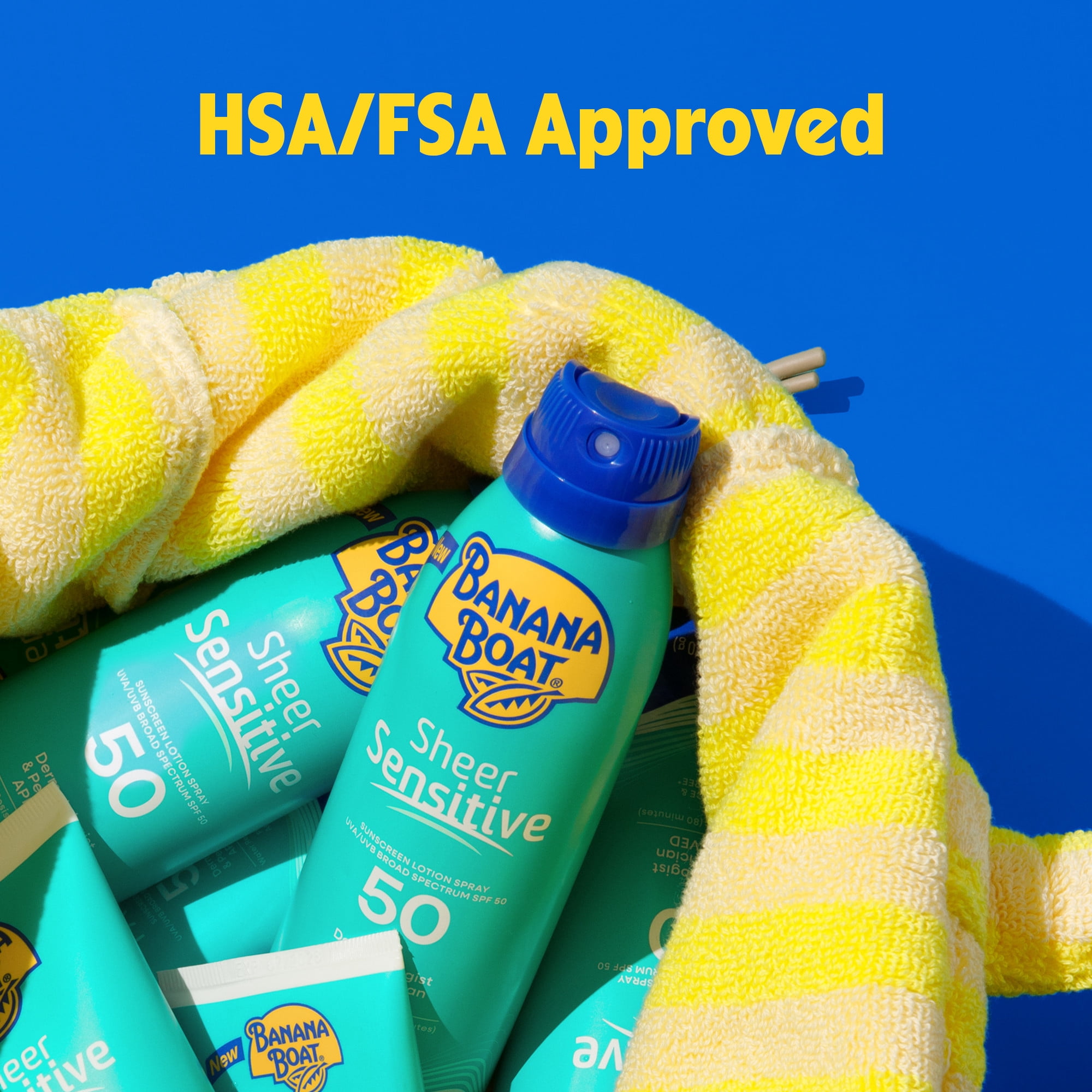 Banana Boat Sheer Sensitive Sunscreen Lotion SPF 50, Broad Spectrum UVA/UVB Protection for Kids & Adults (6 fl oz) kwdzp