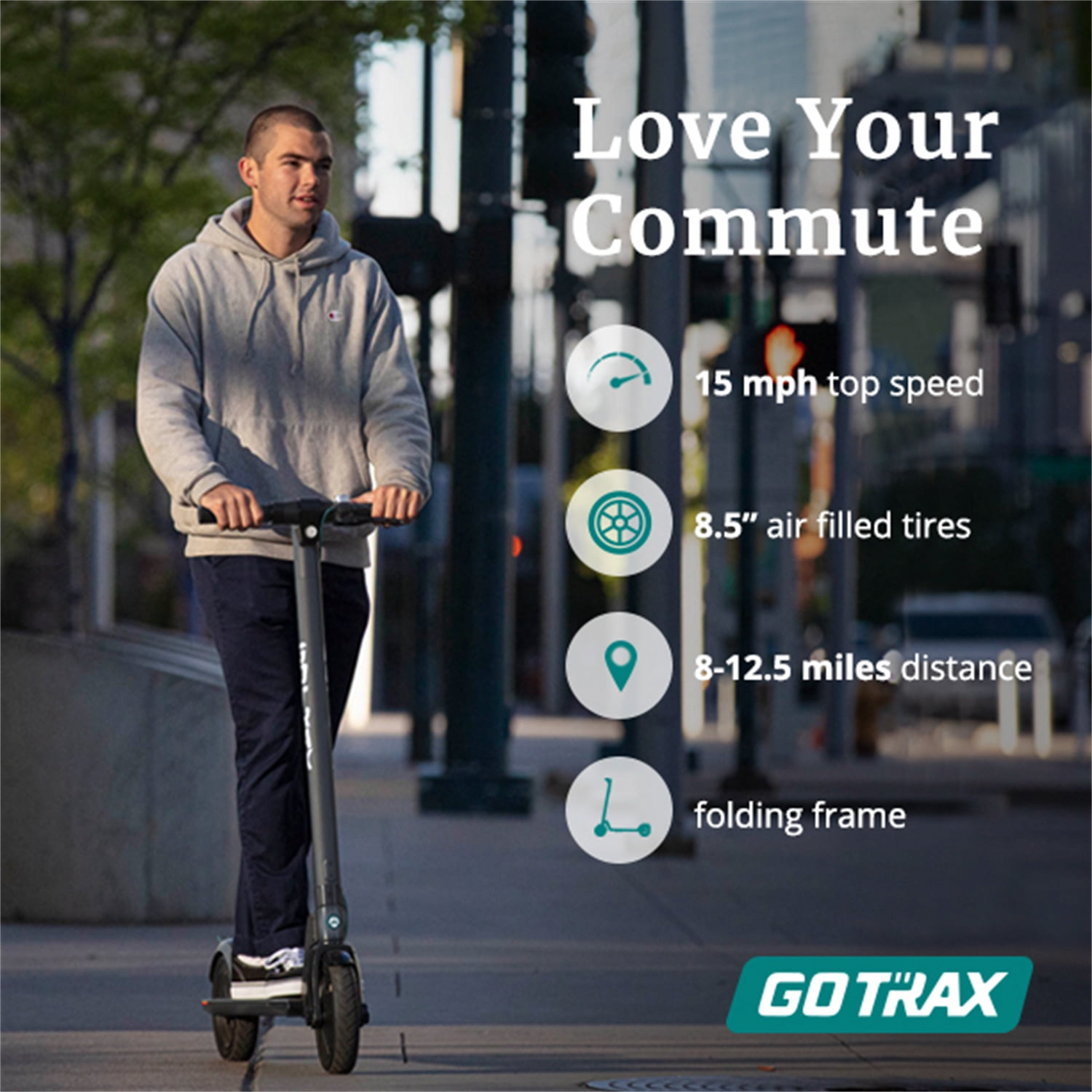 GOTRAX Rival Electric Scooter for Adults, Foldable Commuter Scooter with 15.5 mph Top Speed (Black, 220 lb Capacity) unf24