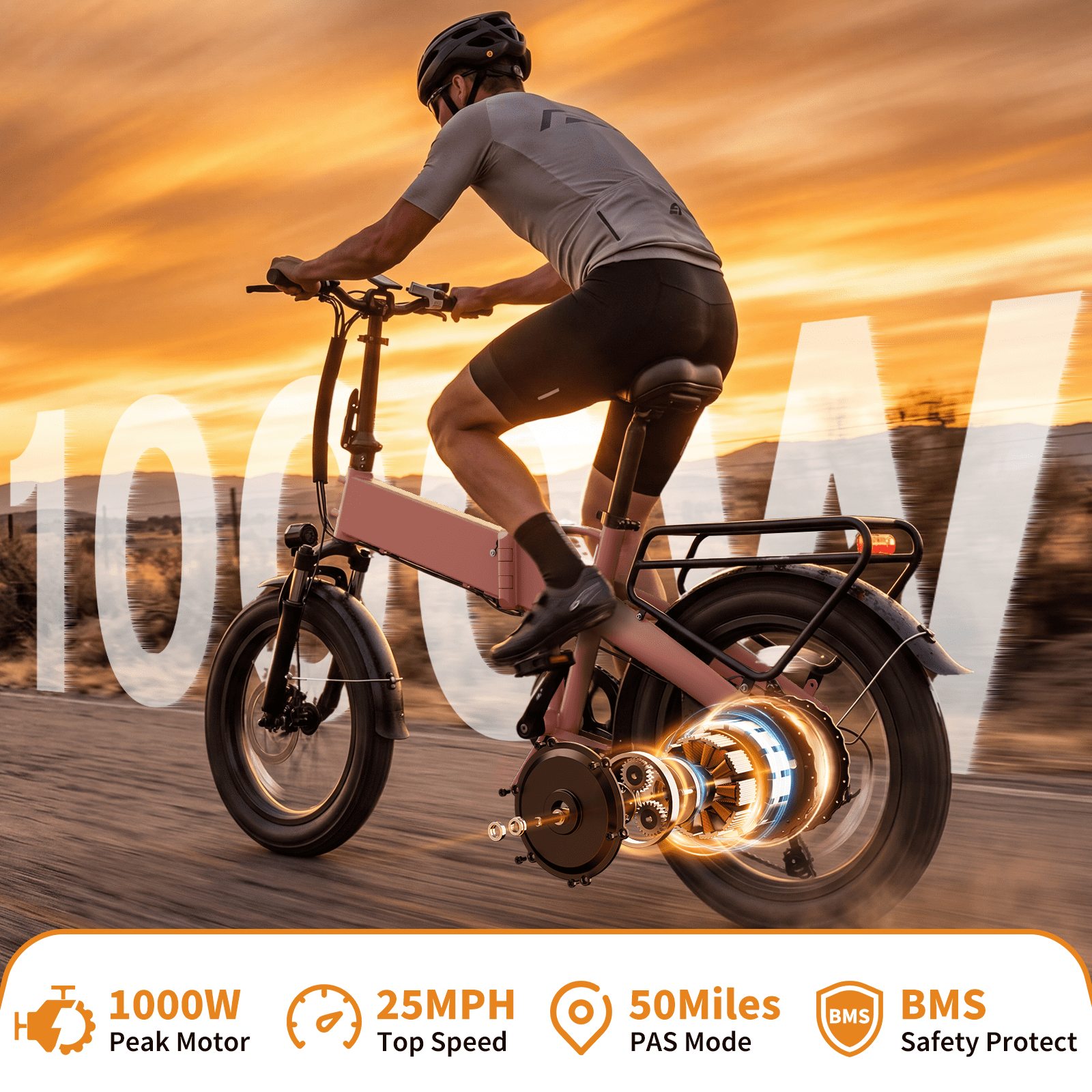 YareYi Electric Bicycle for Adults, Folding E-Bike with 750W Motor, 48V Battery, 25 MPH Speed (Pink, 20 in) ufsul