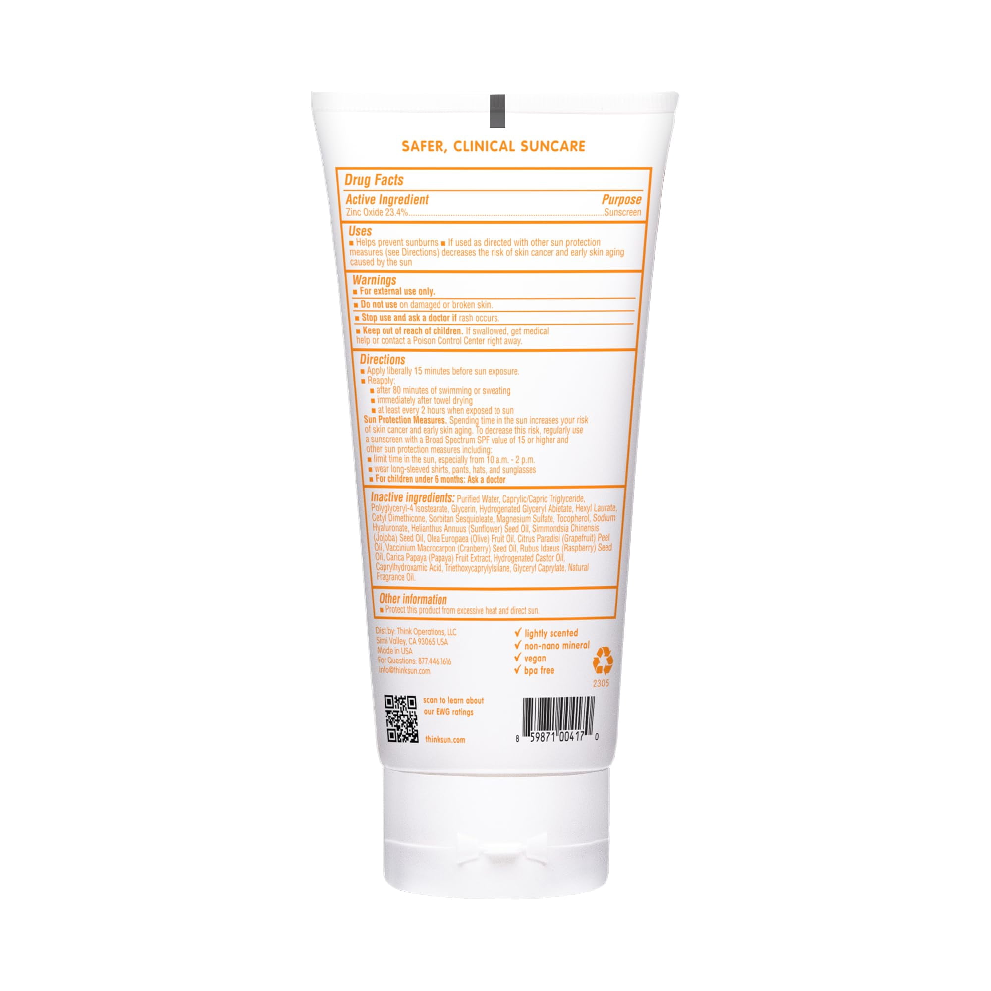Thinkbaby SPF 50+ Mineral Sunscreen for Babies (Broad Spectrum, Water Resistant, 6 oz) ora37