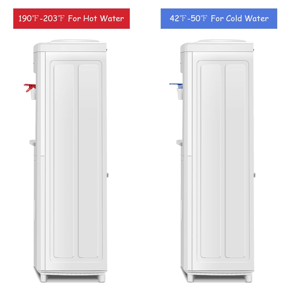 Costway Electric Water Dispenser Bottom Load Cooler with Storage Cabinet (White, 5 gal) 23c2d