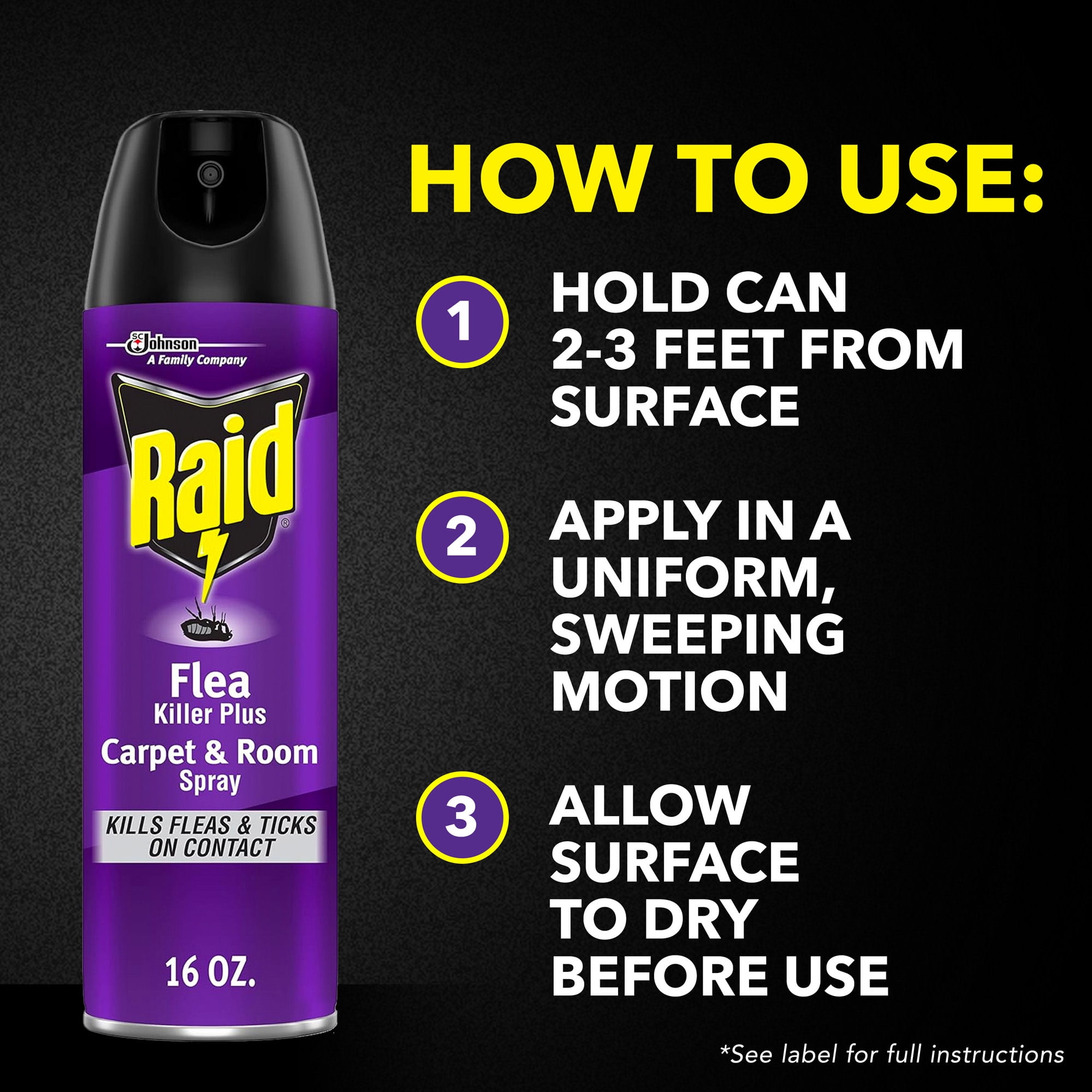 Raid Flea Killer Carpet and Room Spray, Contact Insecticide for Fleas and Ticks (16 oz) d0afh