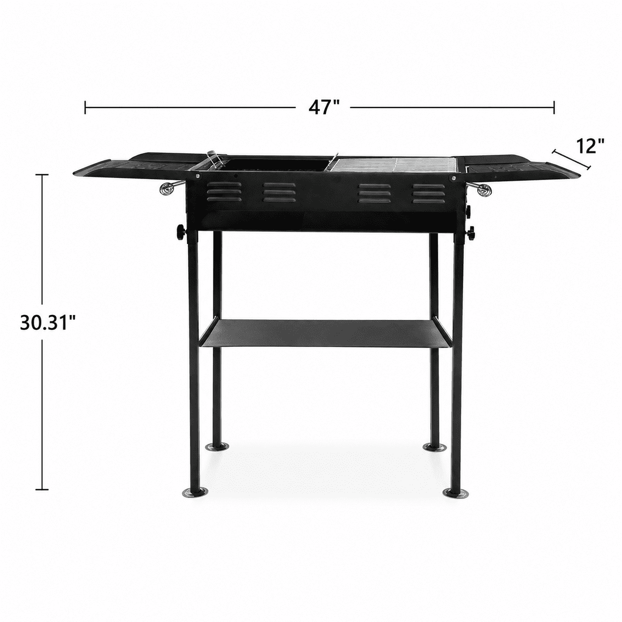 Alvantor Portable Foldable Charcoal Grill, Outdoor BBQ Grill with 2-in-1 Griddle and Side Trays (Black) uxexl