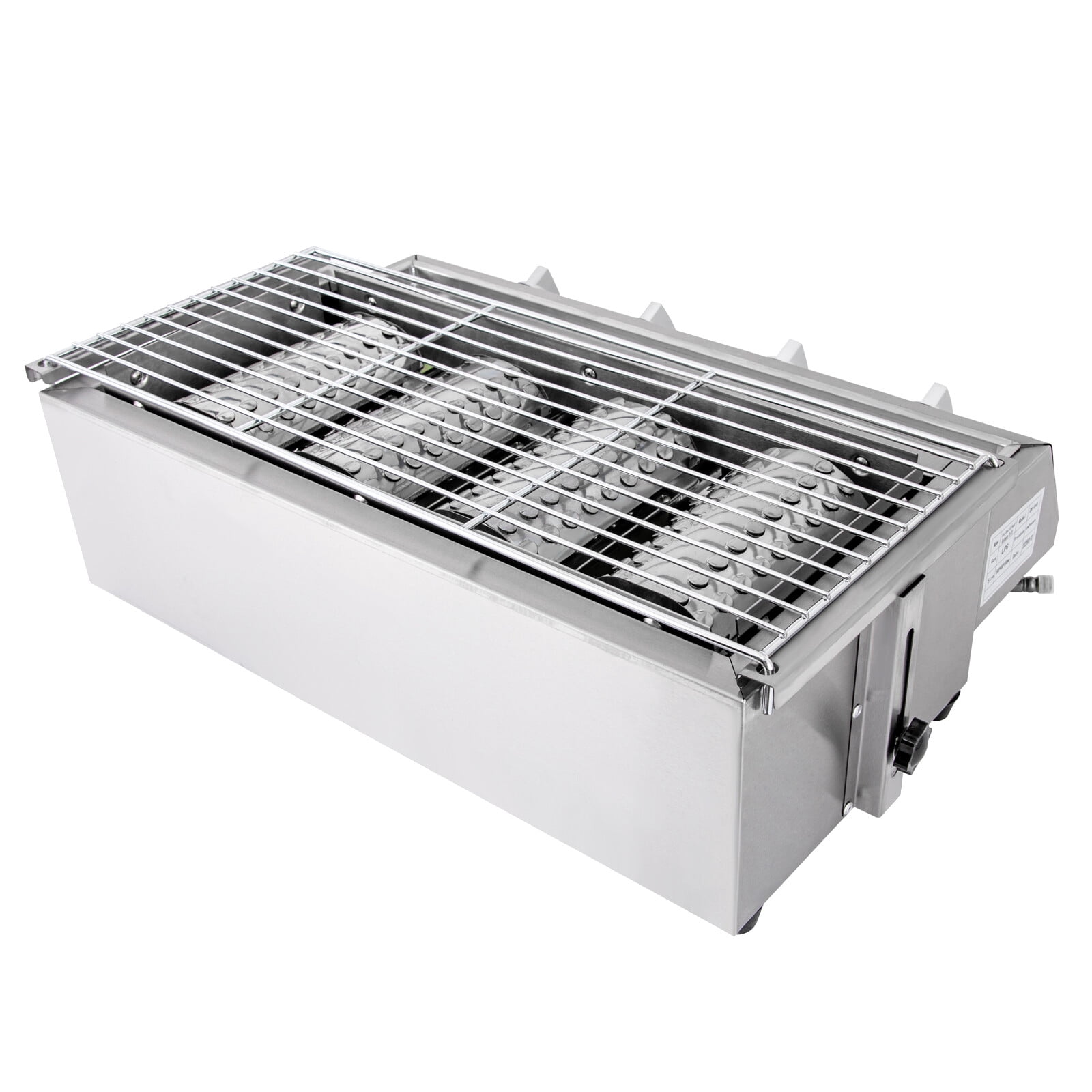 TOOL1SHOoo 4 Burner Gas BBQ Grill Stainless Steel Portable Outdoor Cooking Stove (Silver, 22.6 in x 16.7 in x 7.9 in) ton76