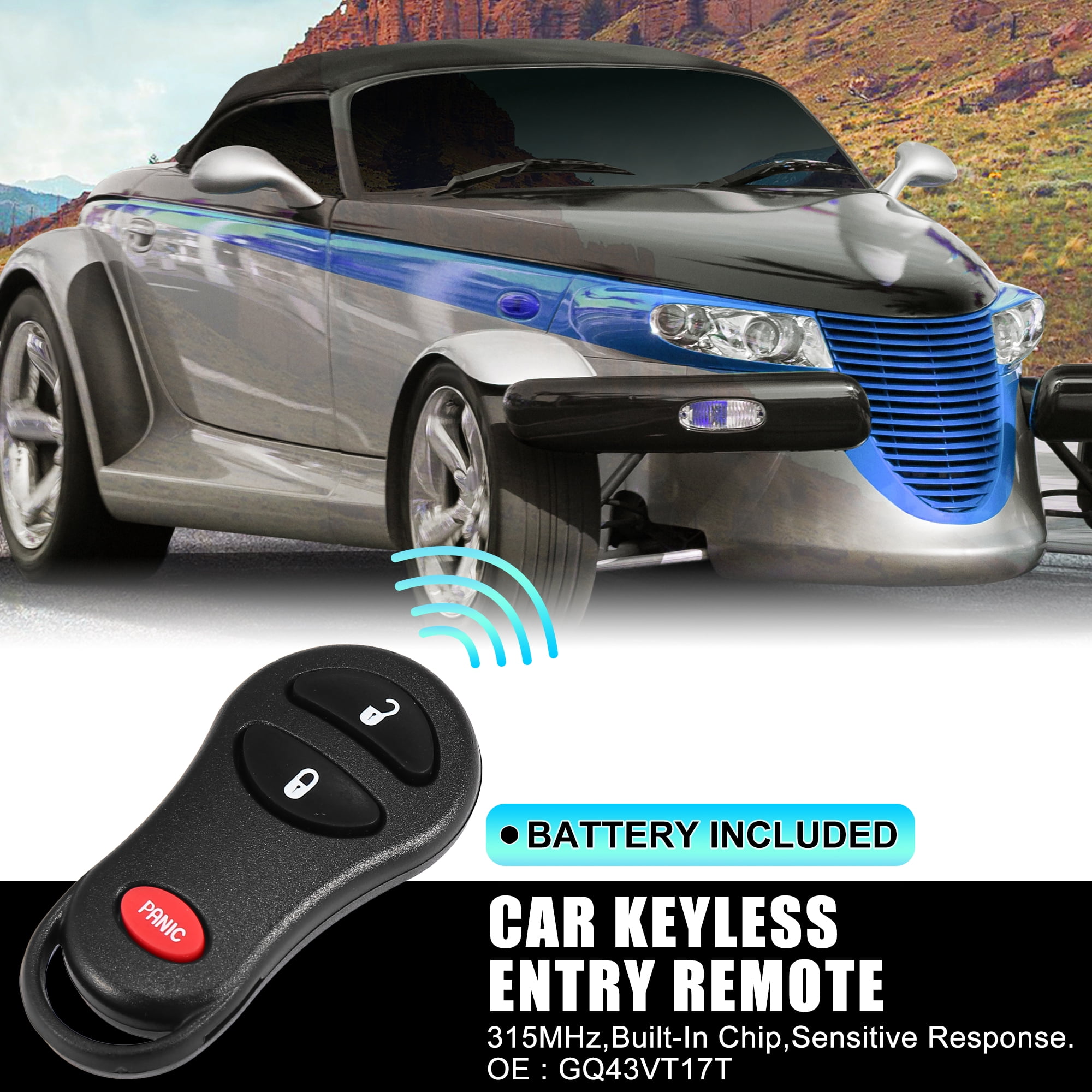 Unique Bargains 3-Button Keyless Entry Remote Car Key Fob GQ43VT17T 315MHz for Dodge Ram (Black, 2.8 in x 1.34 in) zbkhn
