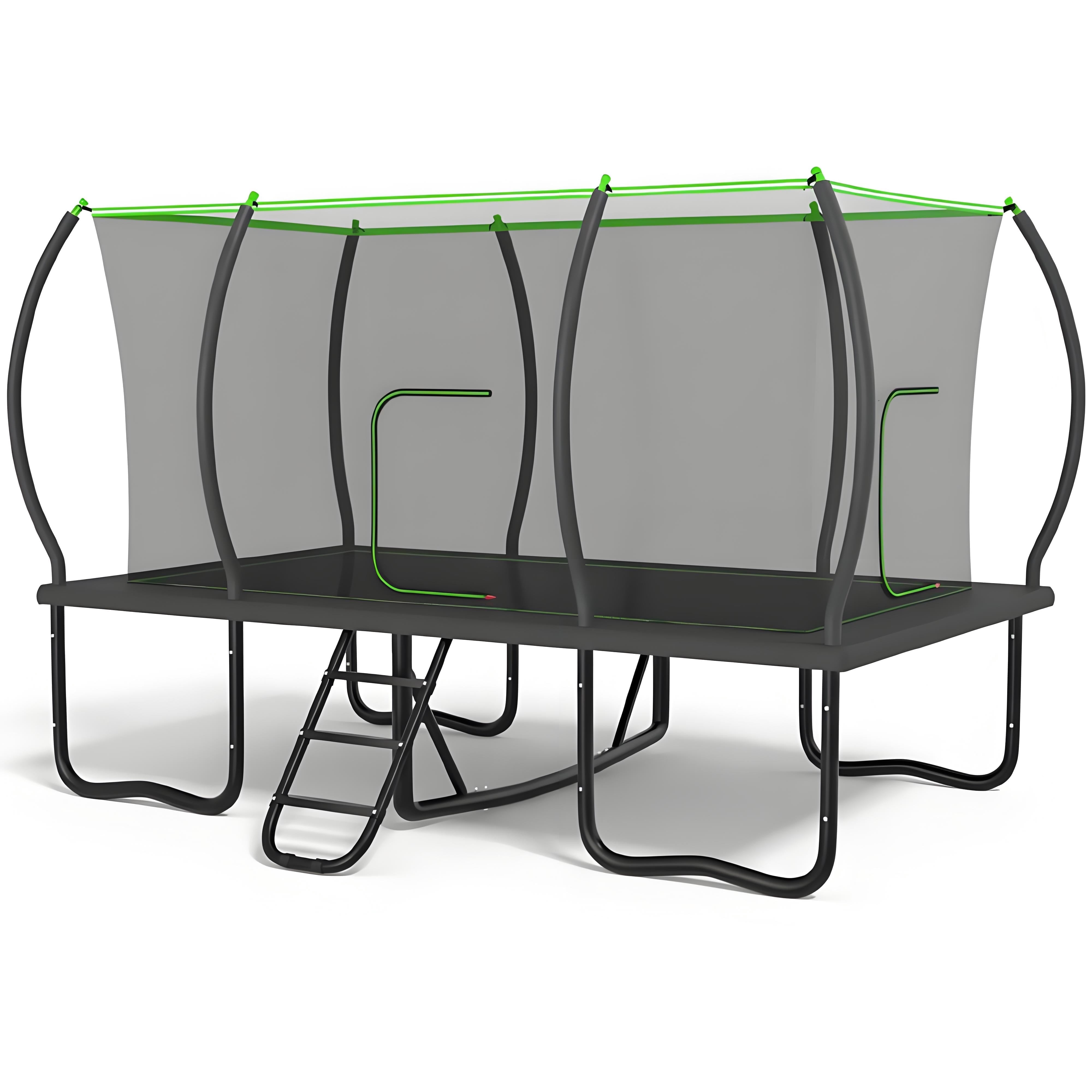 Jump Into Fun Rectangle Trampoline (Green, 8x14 ft) 8e0te