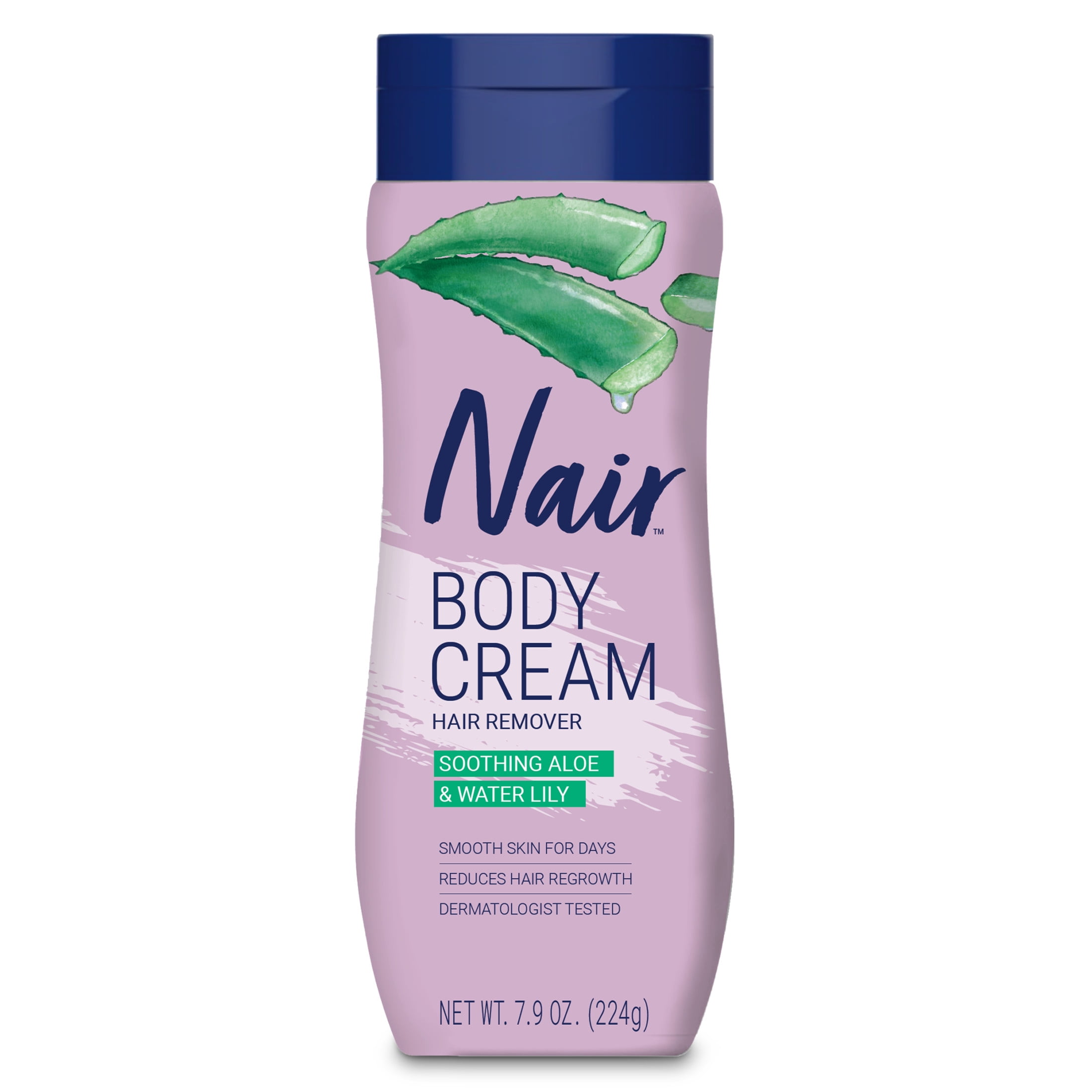 Nair Body Cream Hair Remover, Depilatory Lotion for Smooth Skin, Soothing Aloe and Water Lily (7.9 oz) nsikq