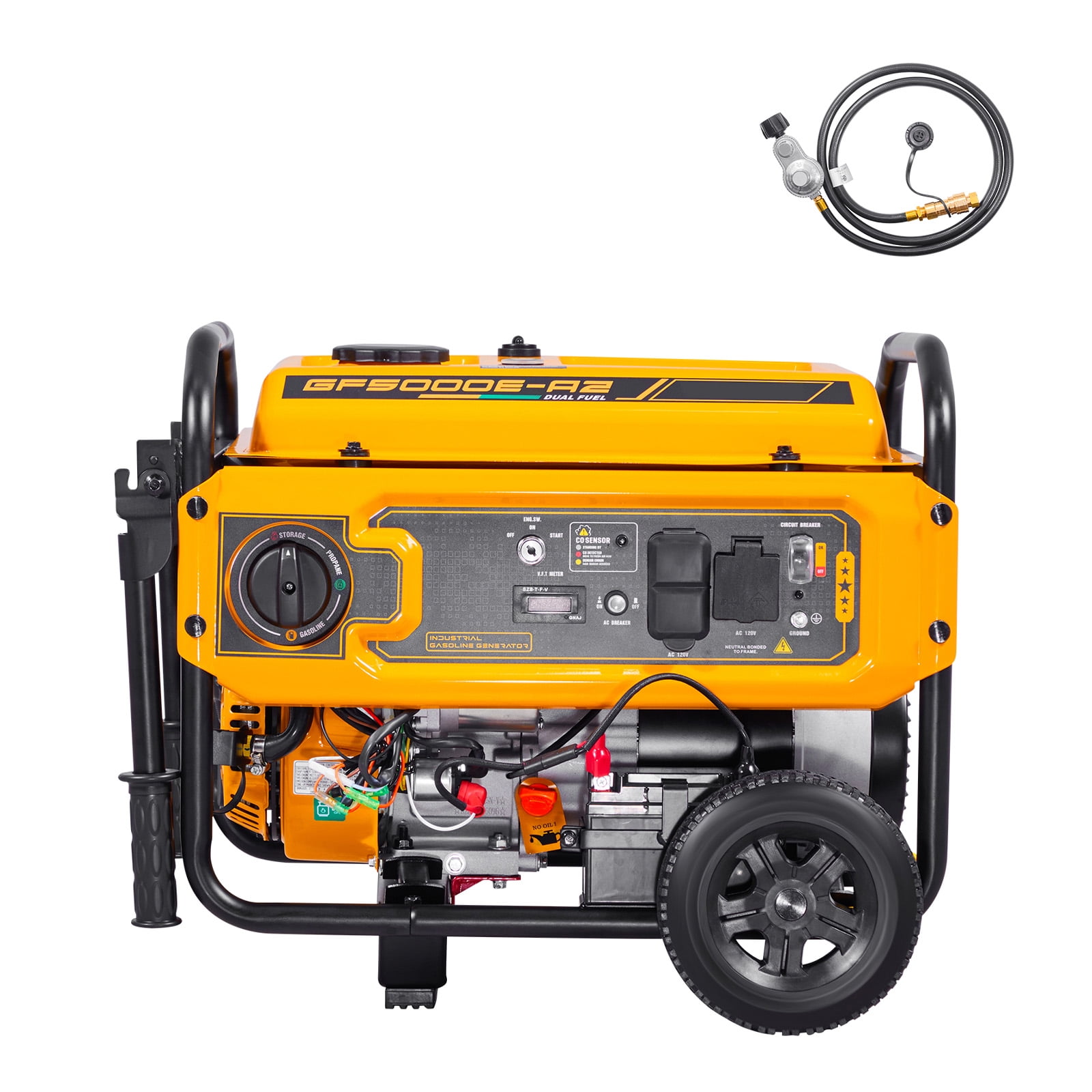 KFFKFF Dual Fuel Portable Generator, 4650W Peak Power, Electric Start Home Backup (4.1 gal) iod3r