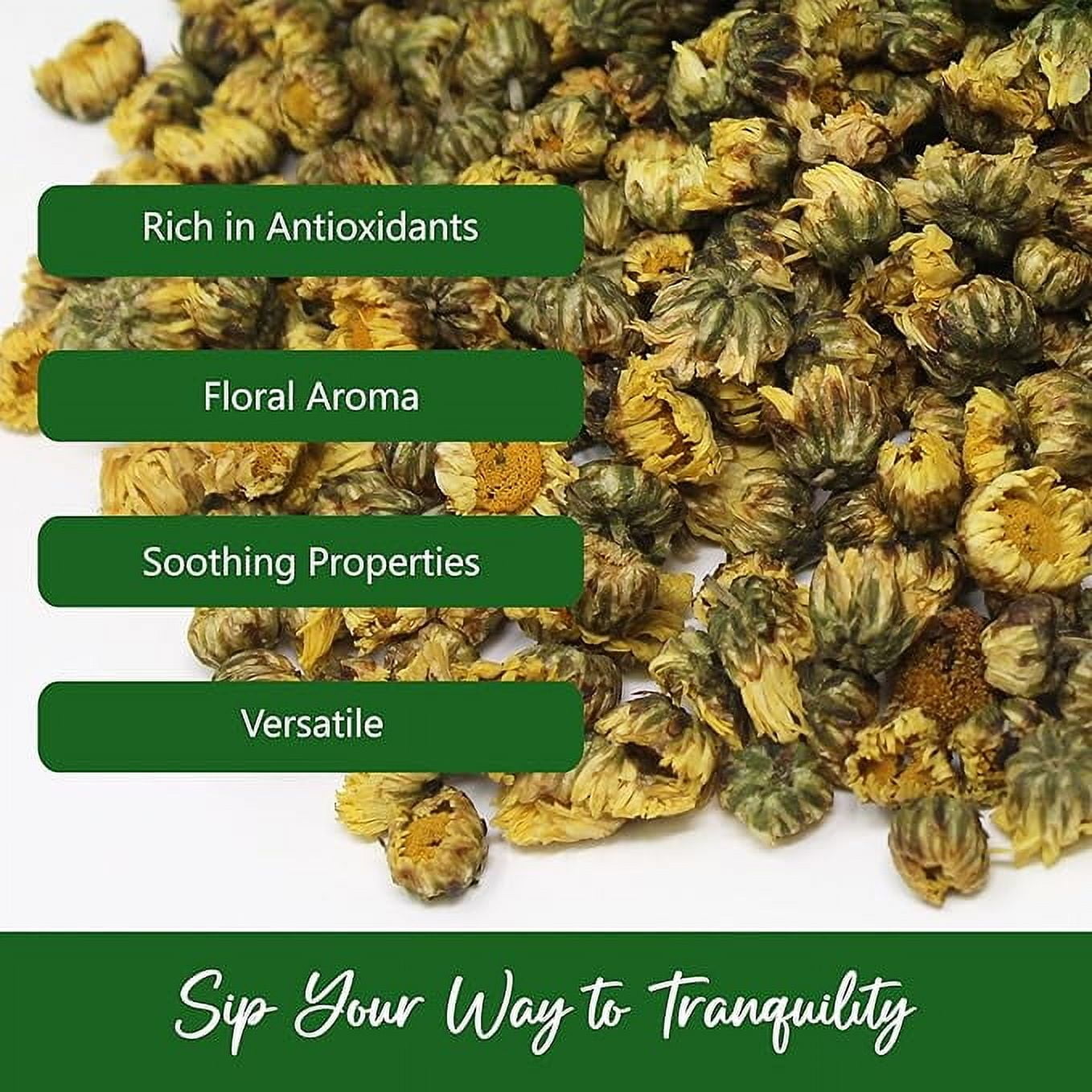 NPG Chrysanthemum Bud Tea, Natural Dried Tai Ju Herbal Loose Leaf Tea, Caffeine-Free Floral Infusion (Yellow, 16 oz) fyape