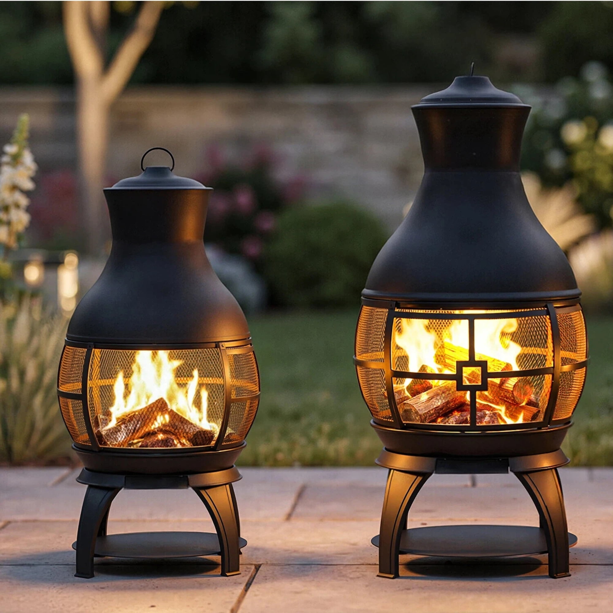 Bali Outdoors Wood Burning Chiminea Fire Pit for Patio and Backyard (Black, 17.7 in x 35.5 in) 0y8yv
