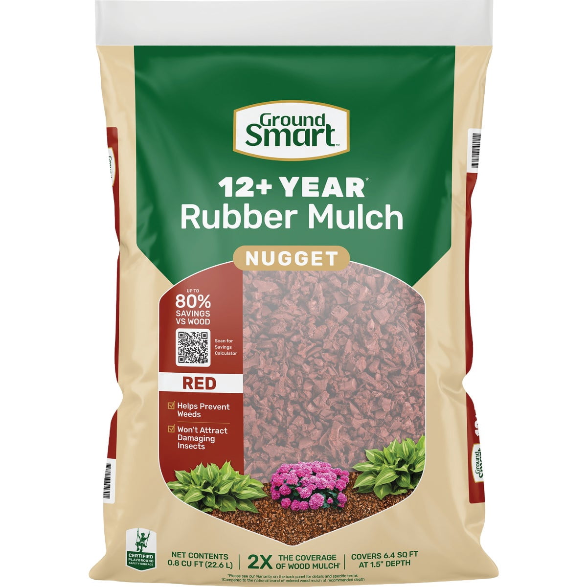 International GroundSmart Rubber Mulch for Landscaping and Gardening (4 Pack) x8000