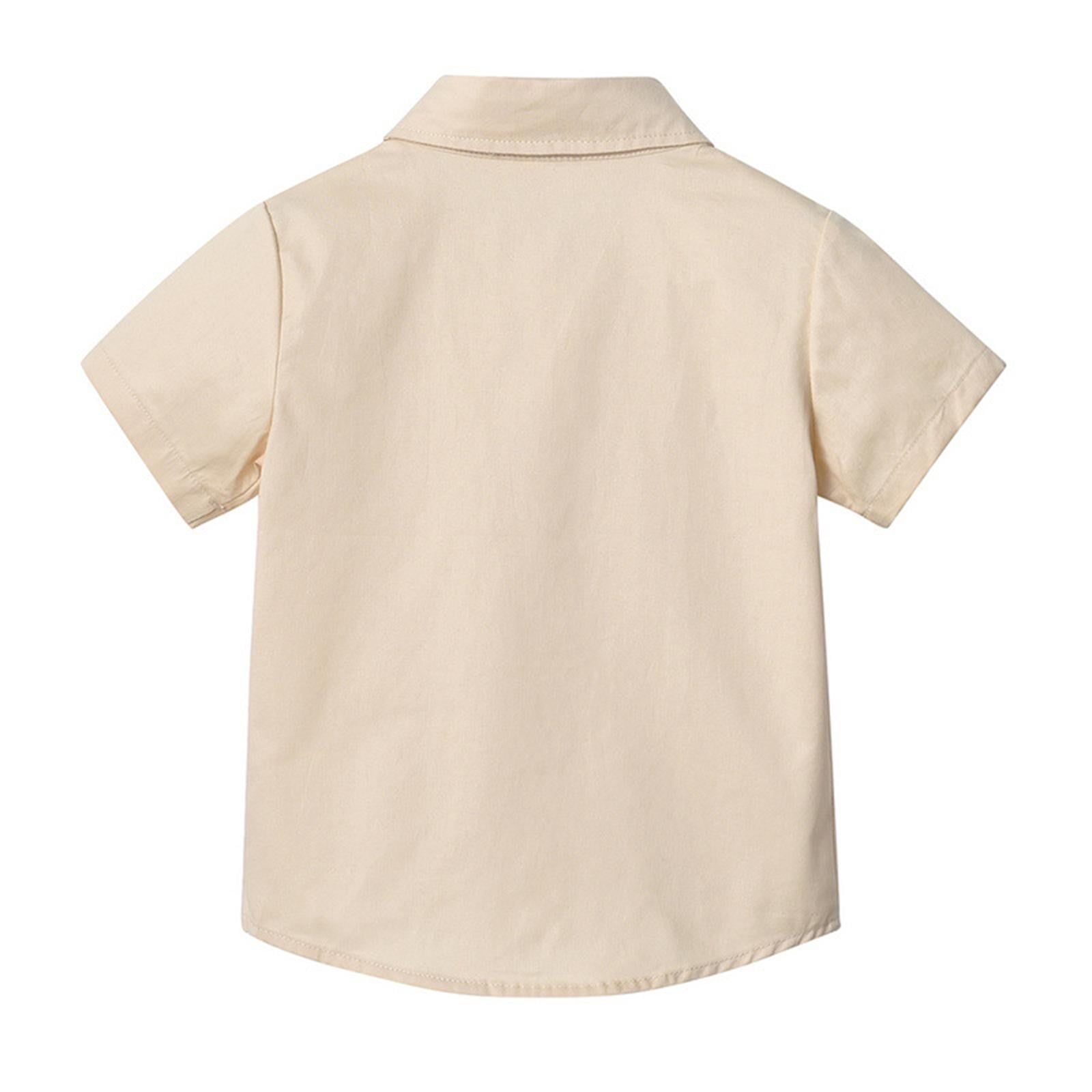 Akiihool Boys School Uniform Polo Shirt Soft Pique Short Sleeve Button Closure (Khaki, 4-5 Years) 9dtyw