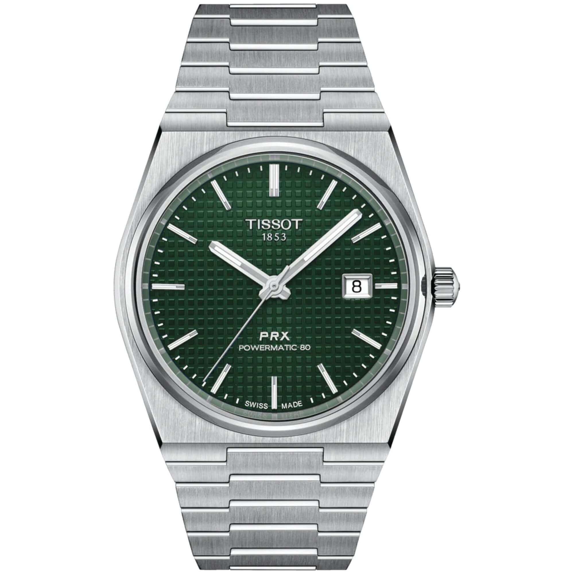 Tissot PRX Powermatic 80 Men's Automatic Watch with Green Dial (Stainless Steel, 40 mm) xh6pe
