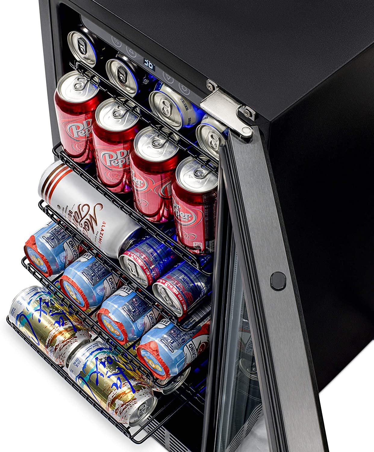 NewAir 15 in Built-in Beverage Refrigerator, Compact Under-Counter Cooler with Digital Thermostat (Black, 96-Capacity) vnykv