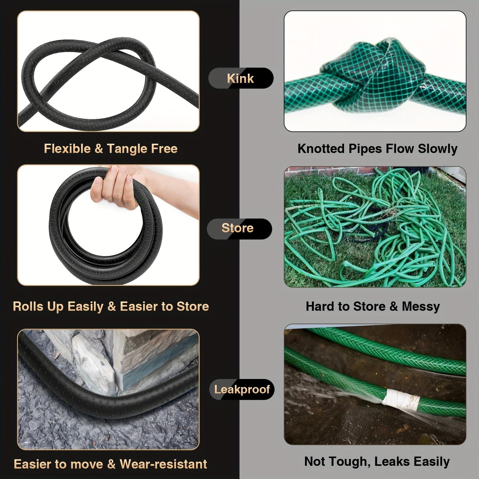 LOVFEN Expandable Garden Hose, Heavy-Duty No-Kink Flexible Water Hose with Brass Fittings (150 ft) k7rtg