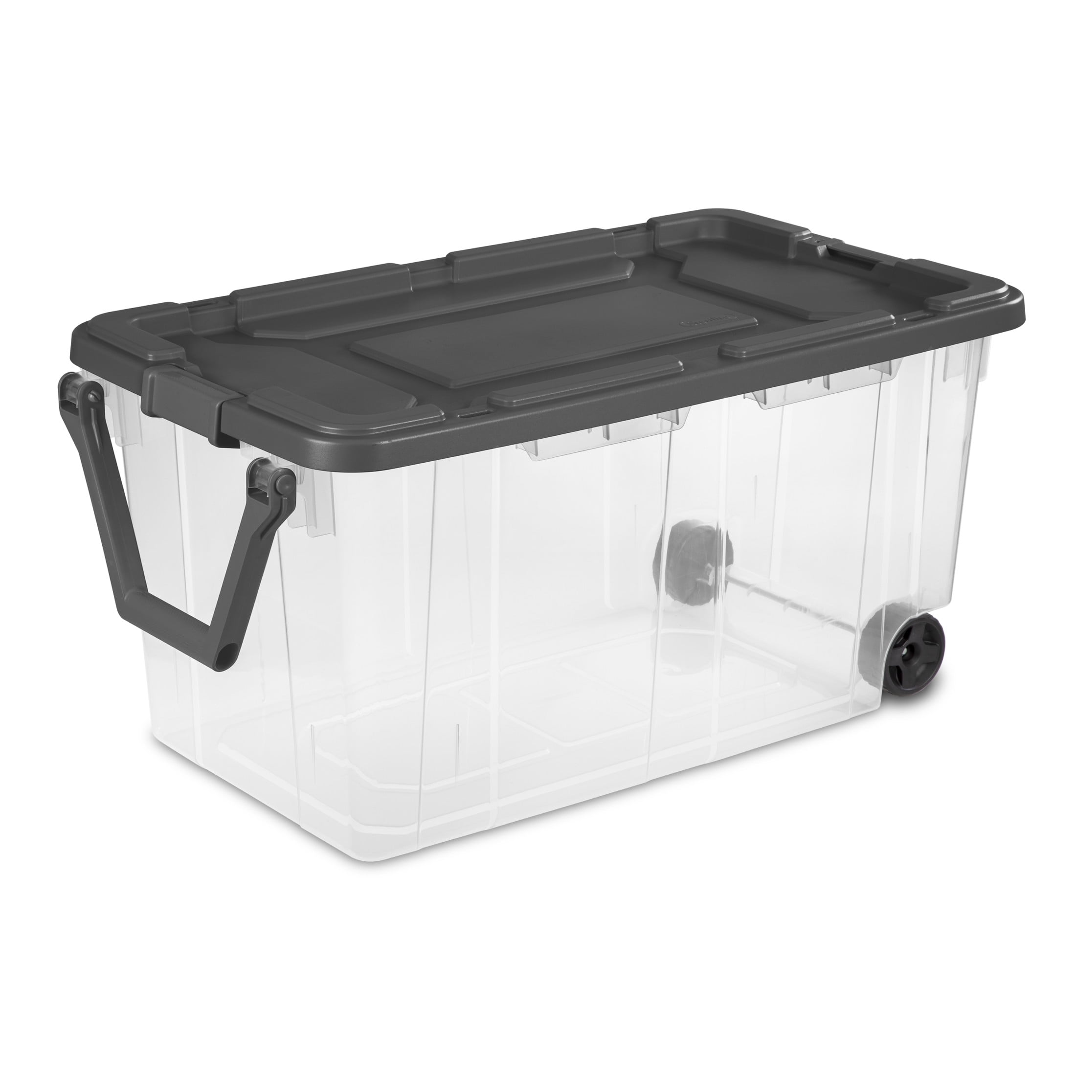 Sterilite 160 Quart Wheeled Storage Box, Extra Large Durable Plastic Bin with Latch Lid (Clear, 160 Quart) 1h5xi