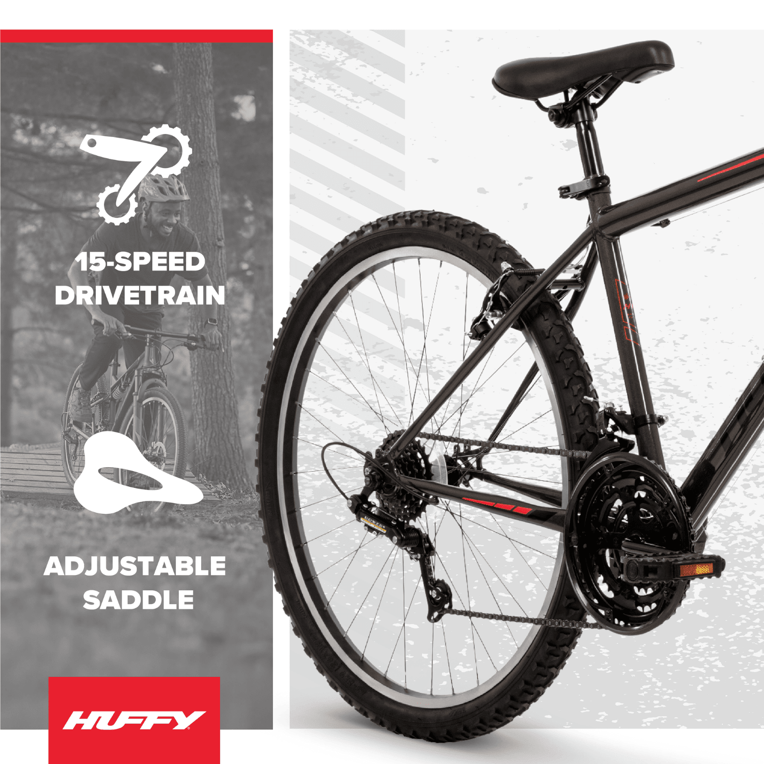 Huffy North Peak Mountain Bike, 15-Speed All-Terrain Bicycle (Charcoal Gray, 26 in) 0okqf