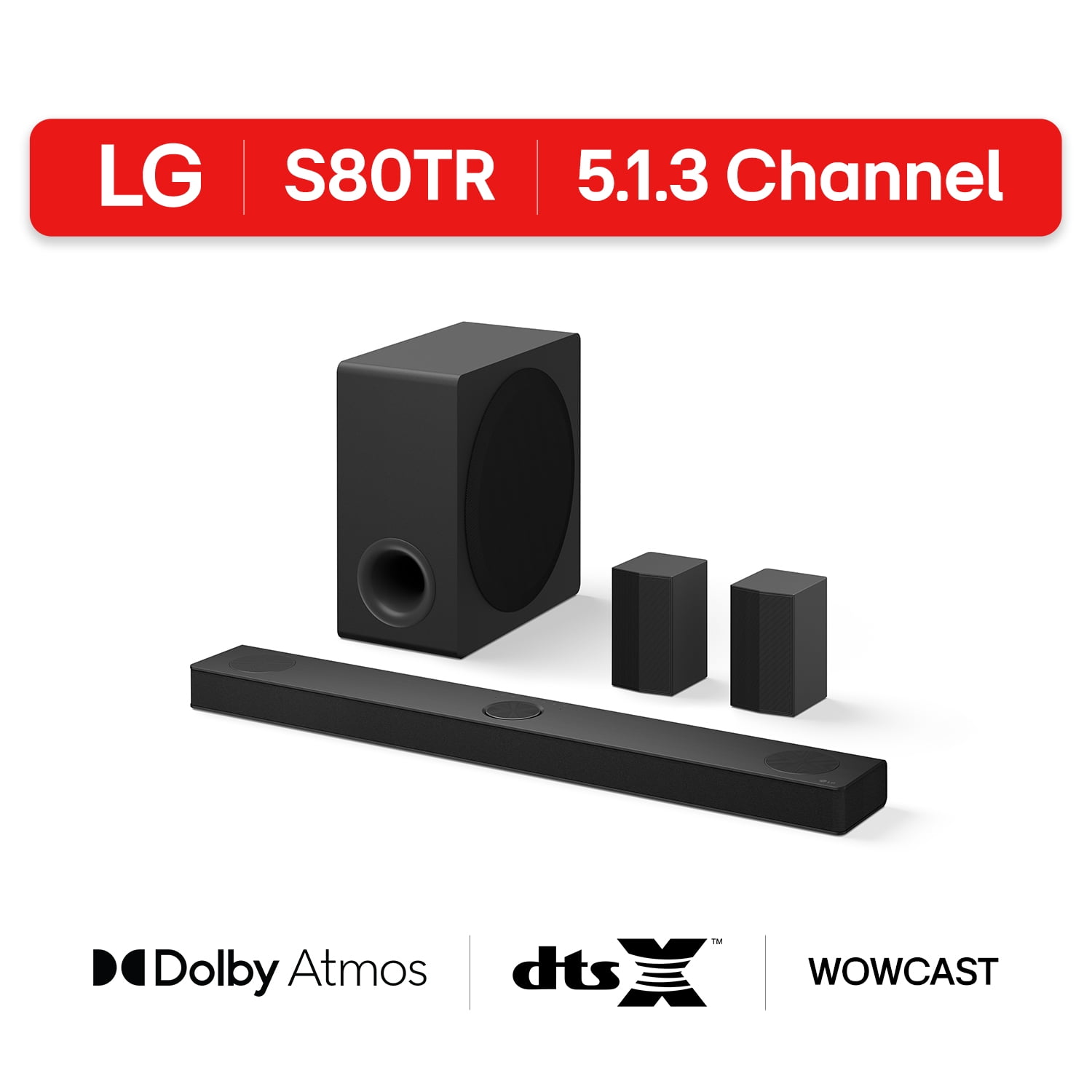 LG 5.1.3 Channel Soundbar System with Dolby Atmos and Rear Surround Speakers (Black, S80TR) v11xp