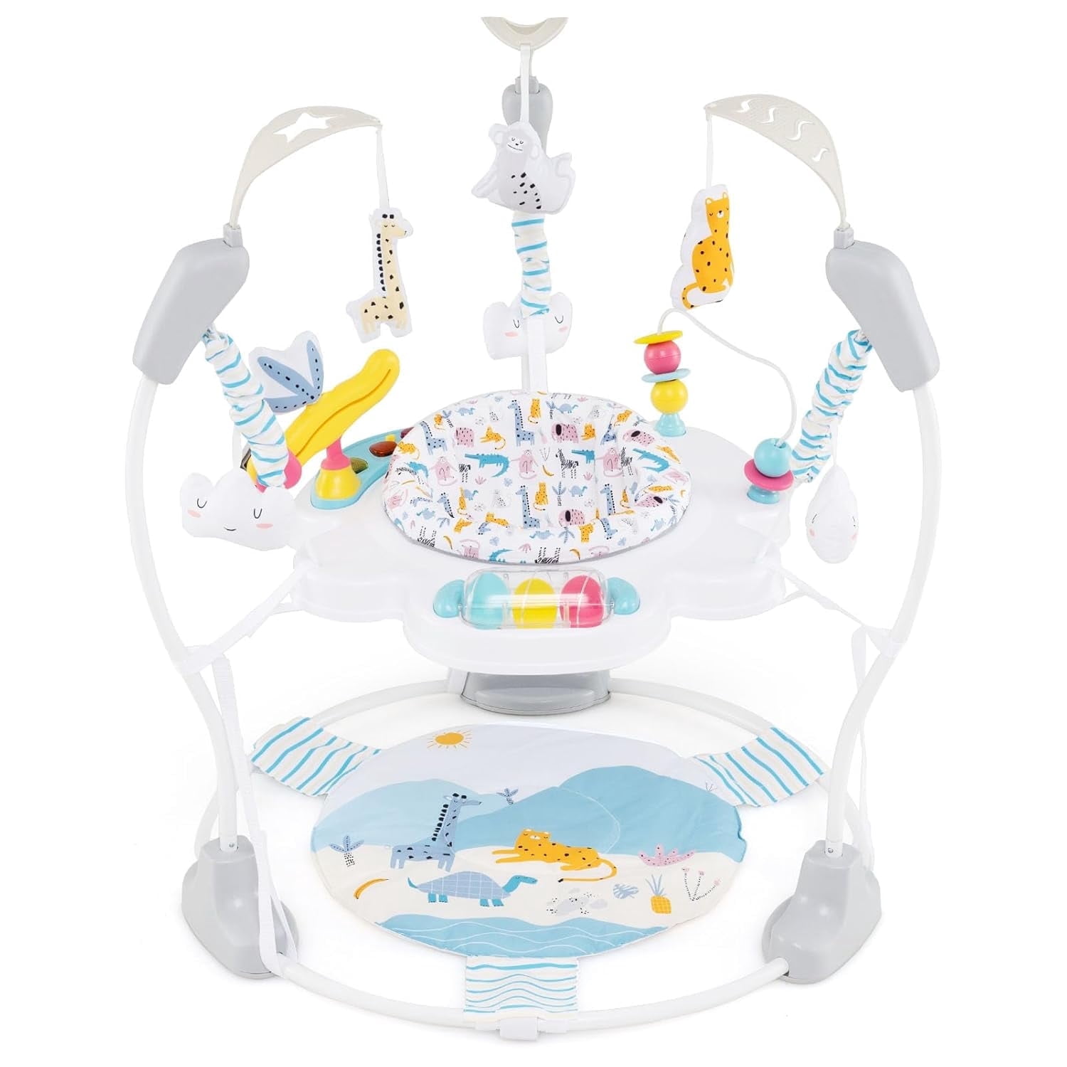 INFANS Baby Activity Center, 3-in-1 Jumper and Bouncer with Interactive Toys, 360° Rotating Seat, 3 Adjustable Heights (Blue, 25 lb Capacity) 0v924