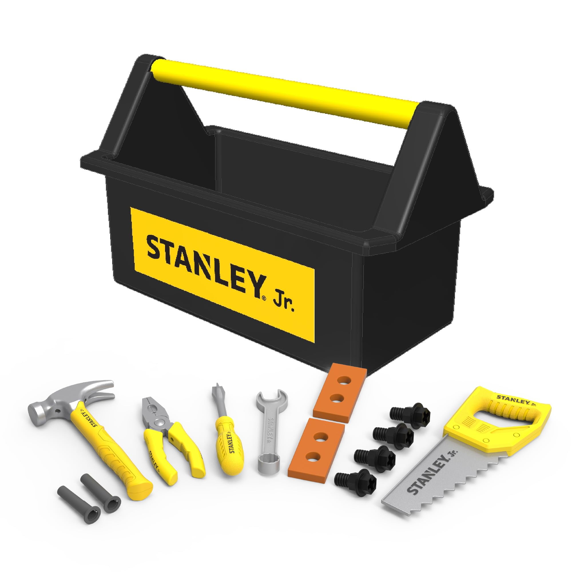 Red Toolbox Stanley Jr. Kids Tool Set (18-Piece, Yellow) x9xtj