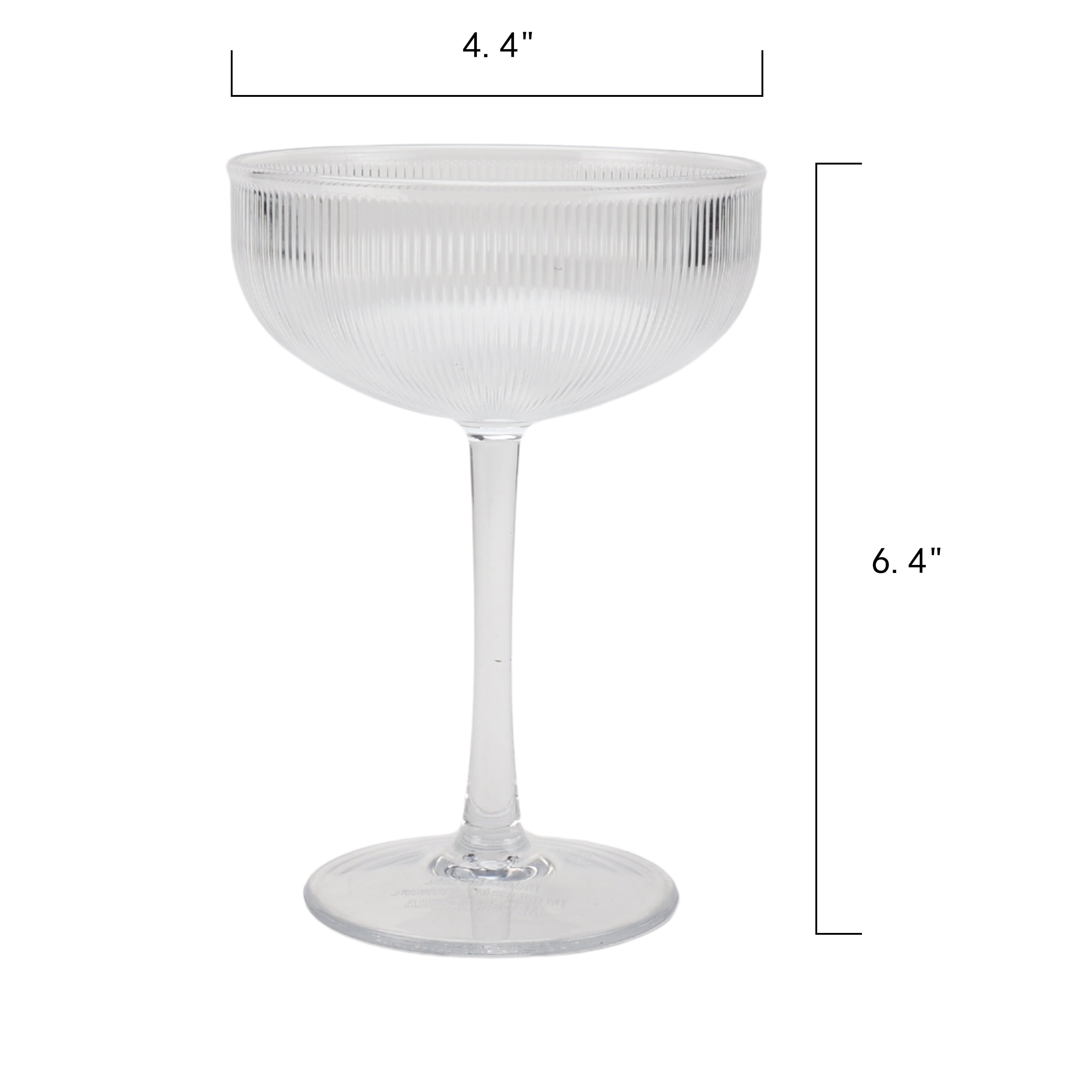Better Homes & Gardens Ribbed Tritan Coupe Glass, Shatter-Resistant Drinkware (Clear, 11 fl oz) q45tg