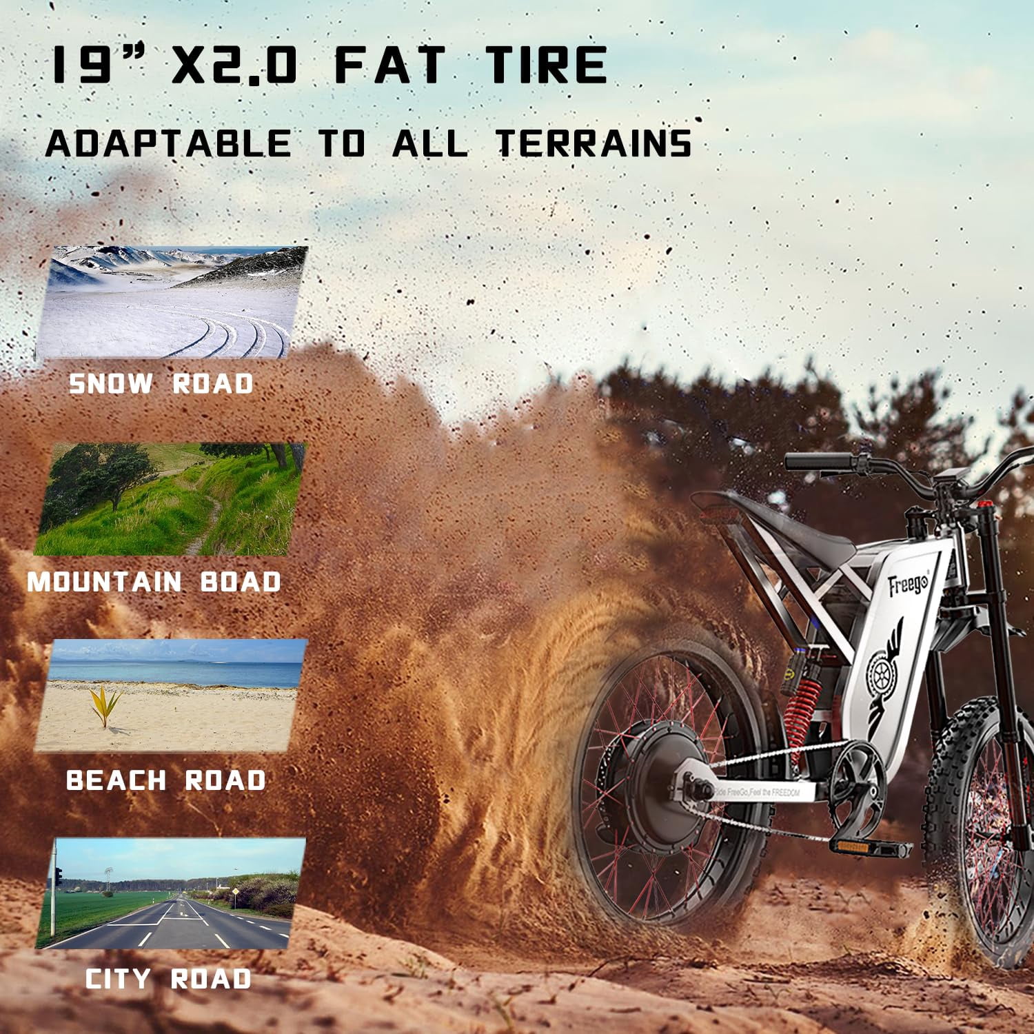 FreeGo X2 Pro Electric Dirt Bike (6000W Motor, 60V 30Ah Battery, 50 MPH, 80 Mile Range) phbmm