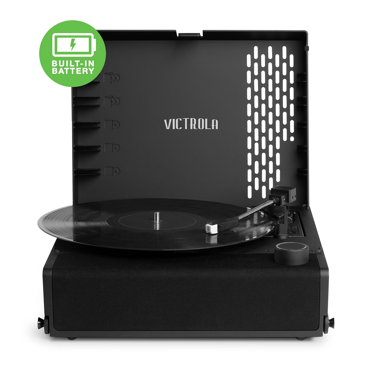 Victrola Revolution GO Portable Record Player with Bluetooth and Rechargeable Battery (Black) 32b0q