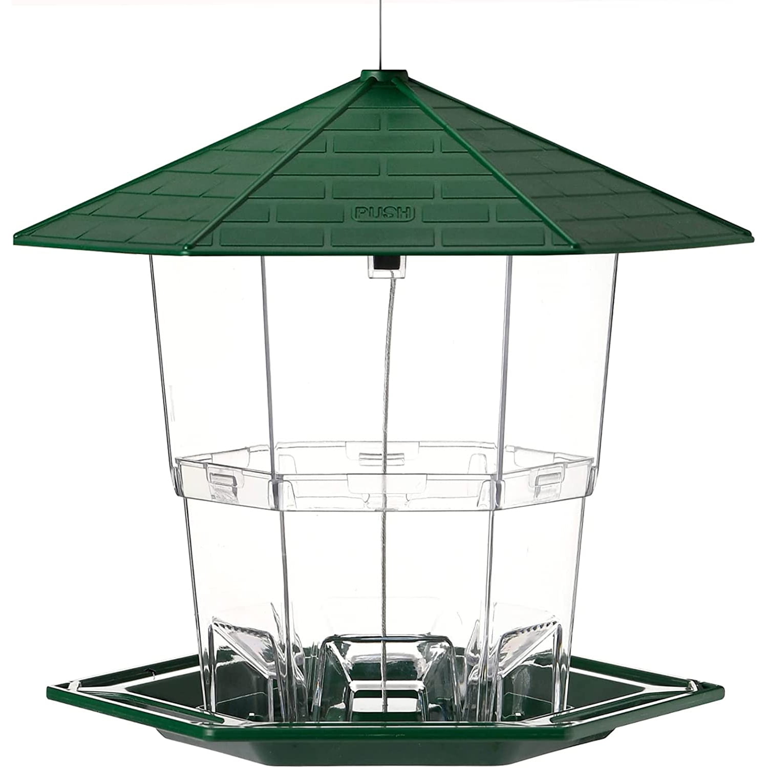 PHANCIR Wild Bird Feeder for Outdoor Hanging, Expandable Heavy-Duty Seed Dispenser with Latch (Green, 2.2 lb Capacity) yjh8w