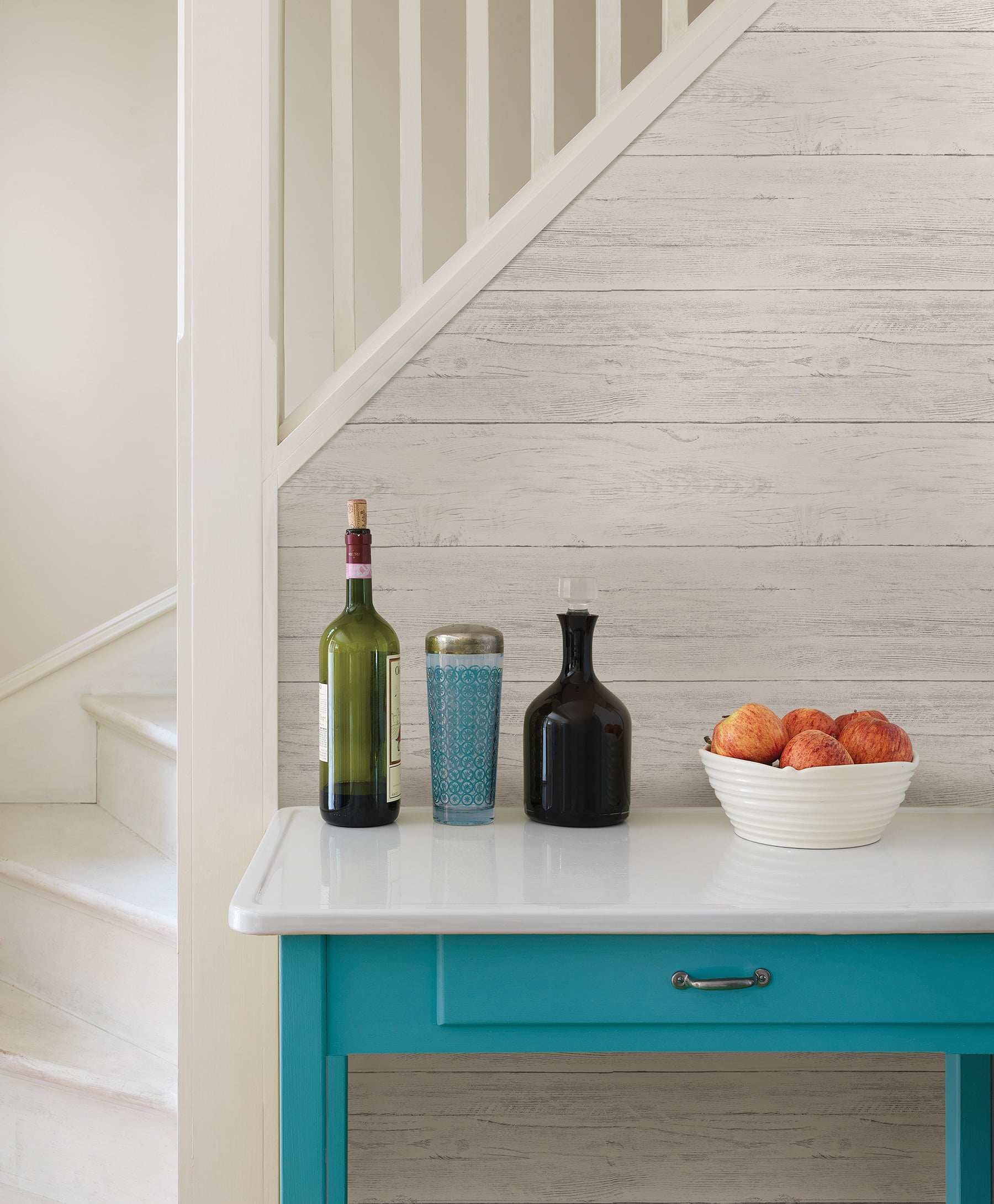 NuWallpaper Shiplap Vinyl Peel And Stick Wallpaper Sample (White, 8 in x 10 in) m5d4c