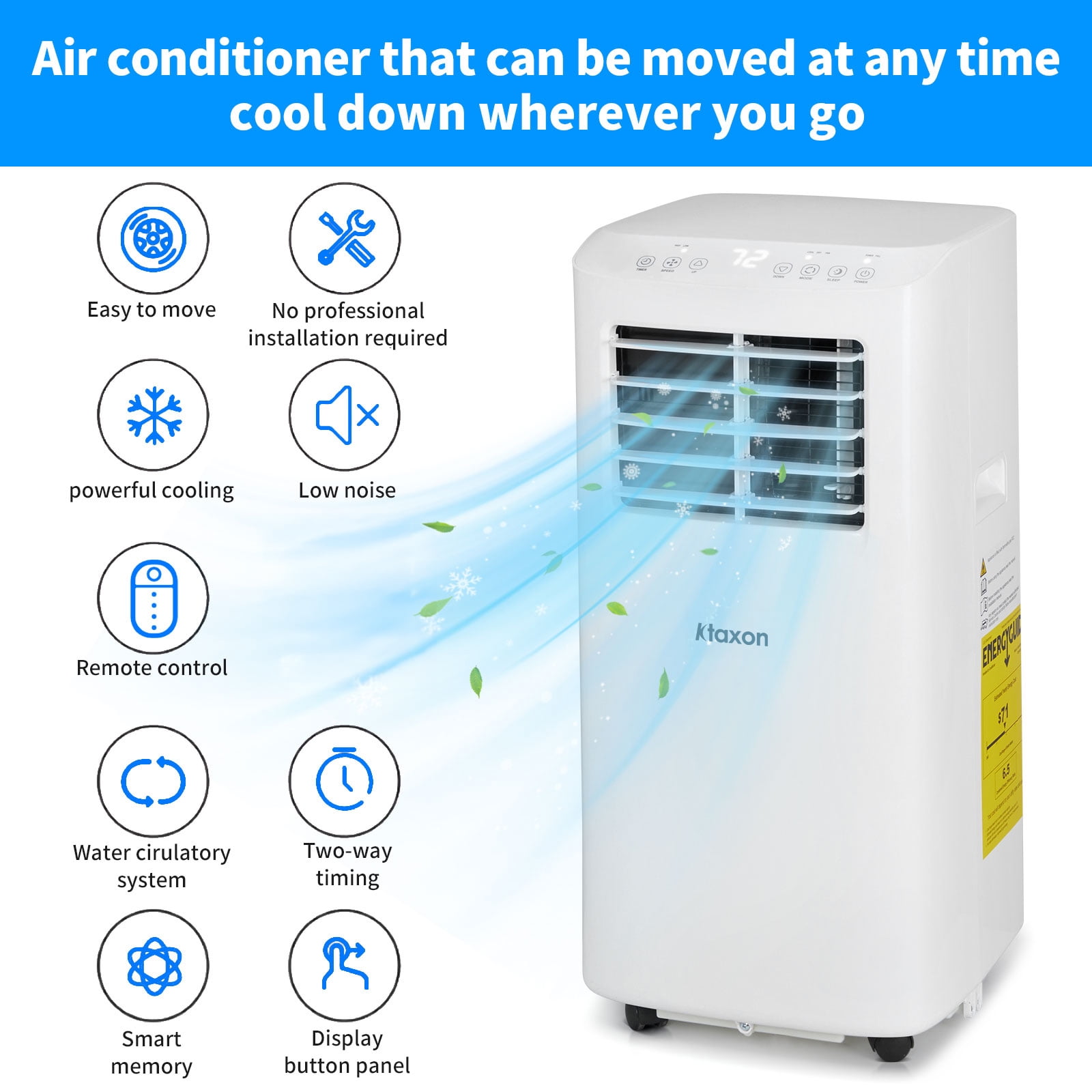 Ktaxon Portable Air Conditioner and Dehumidifier with Remote Control and Window Kit (White, 300 sq ft) oegz6