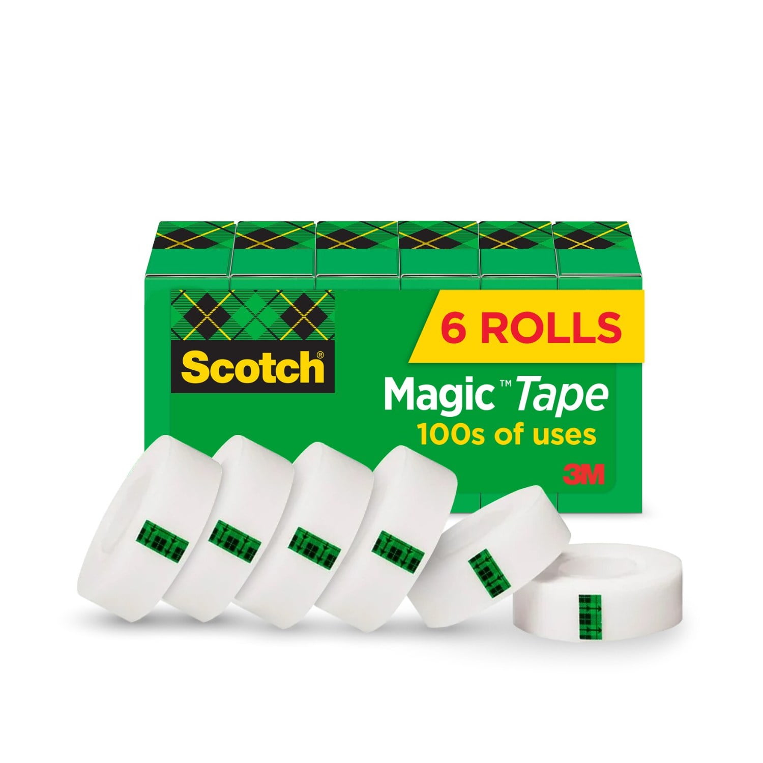 Scotch Magic Tape, Invisible Matte Finish Adhesive for Office and School, (Clear, 0.75 in. x 1000 in., 6 Rolls) sly3r