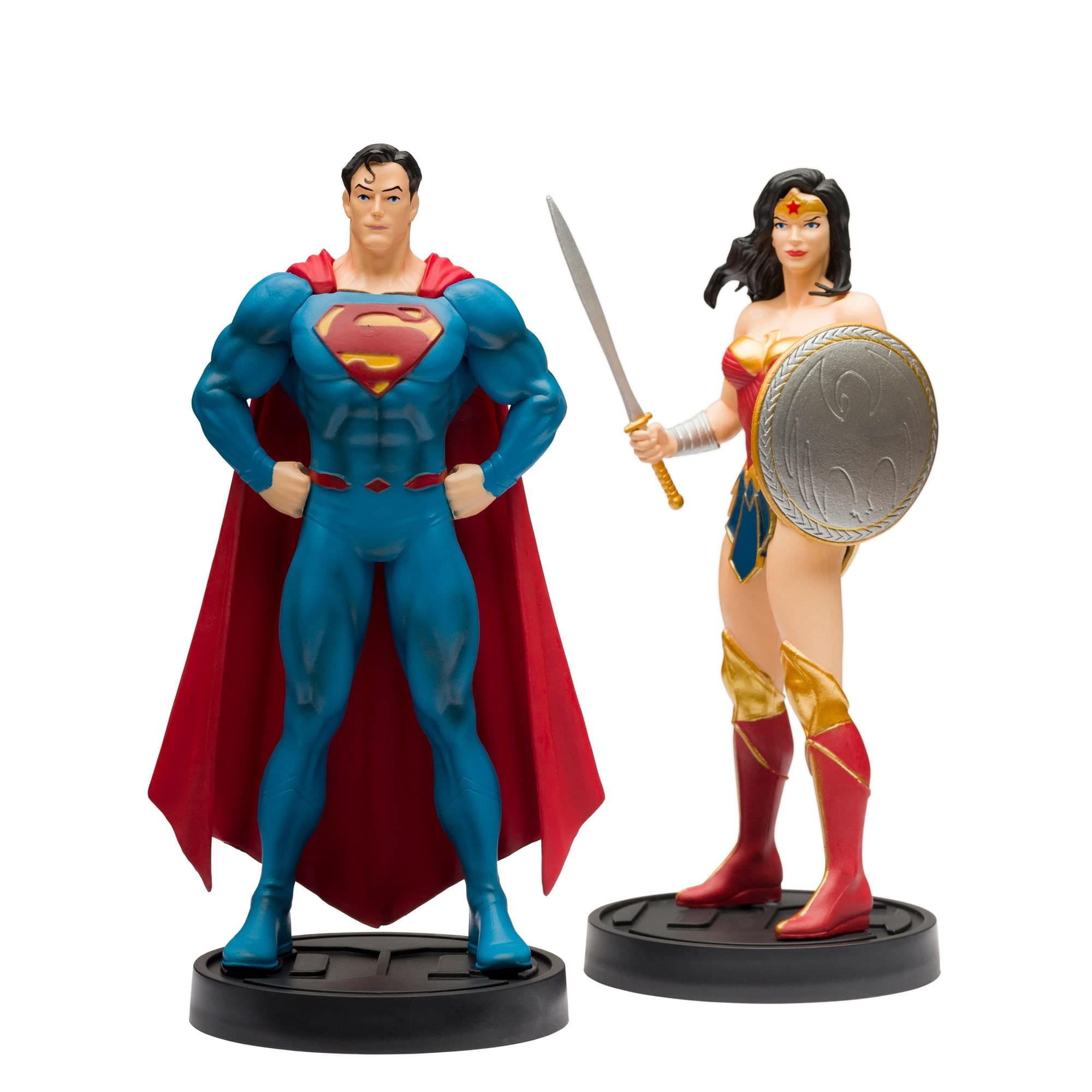 DC Comics Superman and Wonder Woman Collectible Figurine Set with Illustrated Guidebook (5 in) znk88
