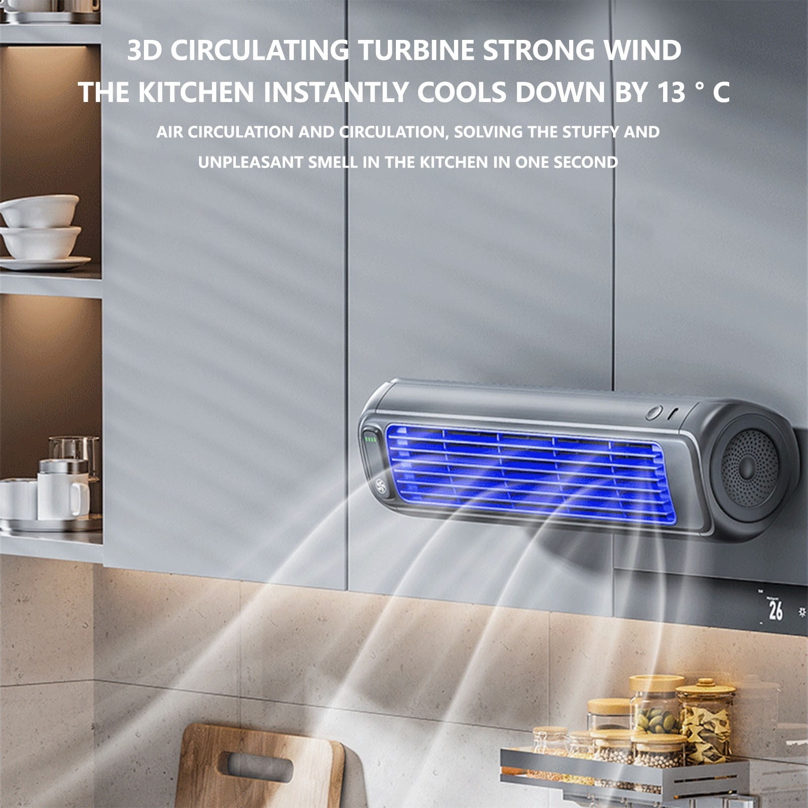 Xiaoleyu Portable Bladeless Tower Fan Quiet Desktop Cooling Fan with 3 Speeds and LED Display (Gray) losu5