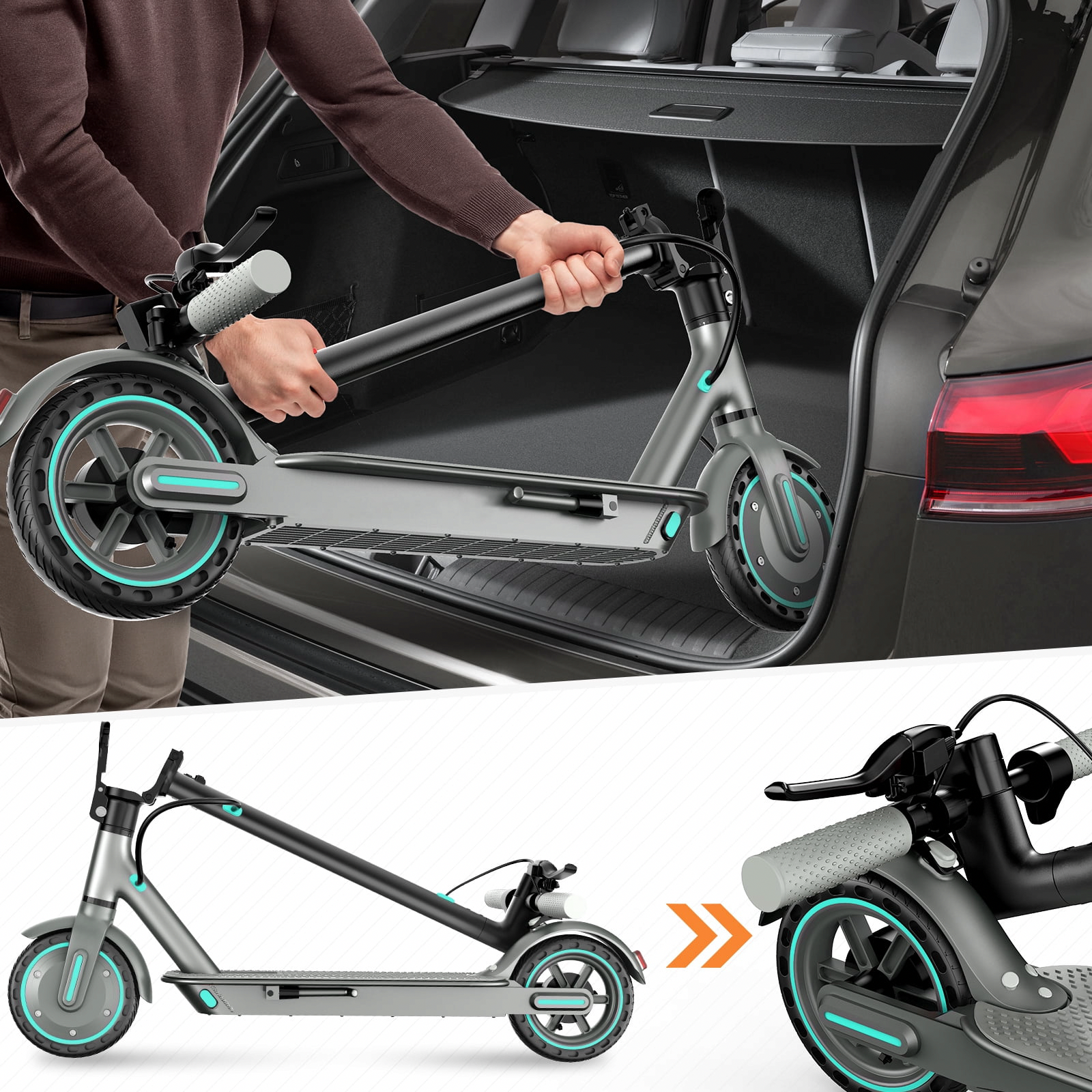 VortexRider Electric Scooter for Adults 350W Motor Folding Commuting E-Scooter (Blue, 8.5 in Tires) luq7g