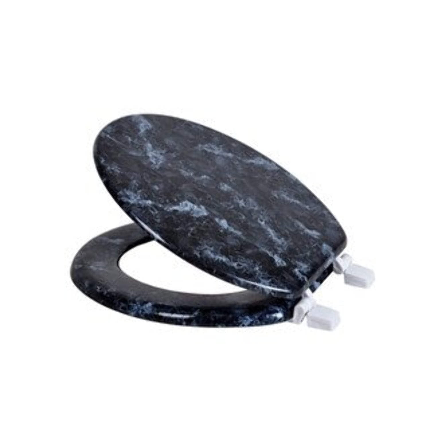 American Dream Home Goods Heavy Duty Round Toilet Seat with Quick-Attach Hardware (Black, Standard Round) w487c
