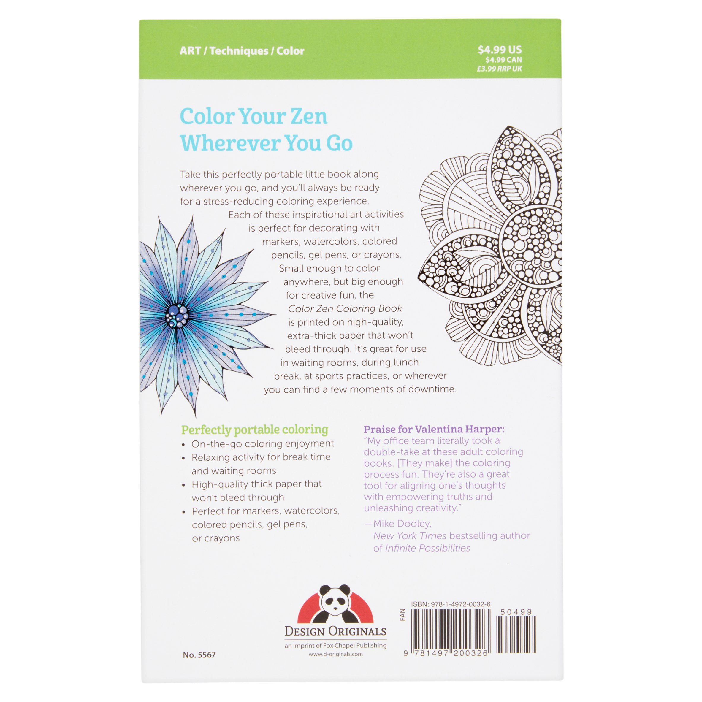 Design Originals Color Zen Coloring Book: On-The-Go Portable Art Therapy (64 Pages) iktfy