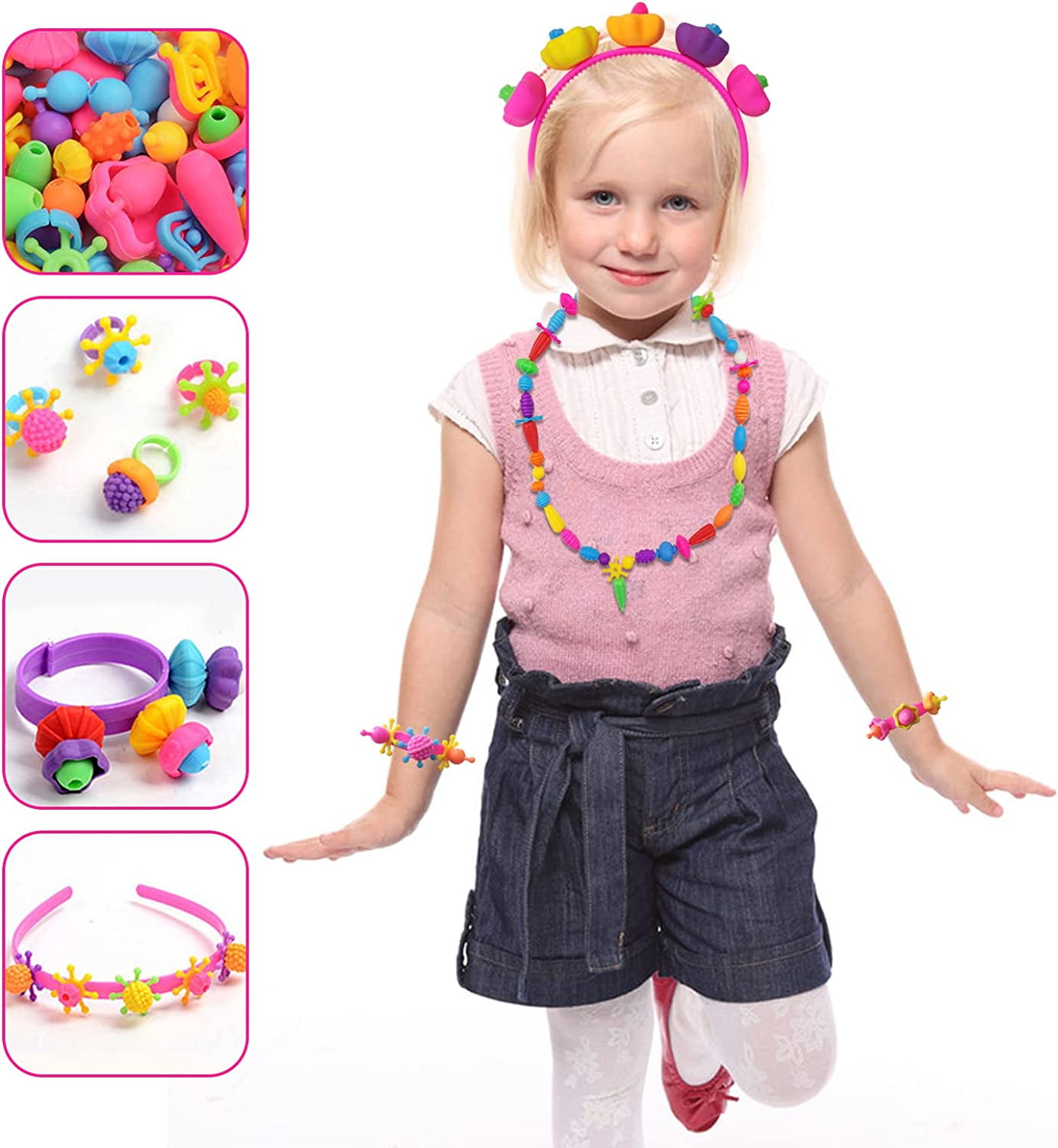 Somnr Pop Beads Jewelry Making Kit, DIY Arts and Crafts Set for Kids (Multicolor, 700+ Pieces) 1sgx0