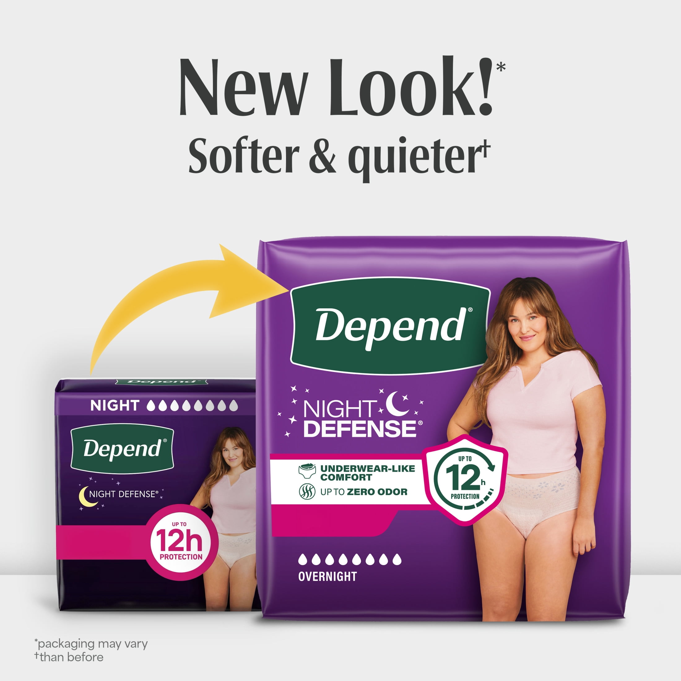 Depend Night Defense Incontinence Underwear for Women, Maximum Absorbency Overnight Protection (Small, 16 Count) 1wi61
