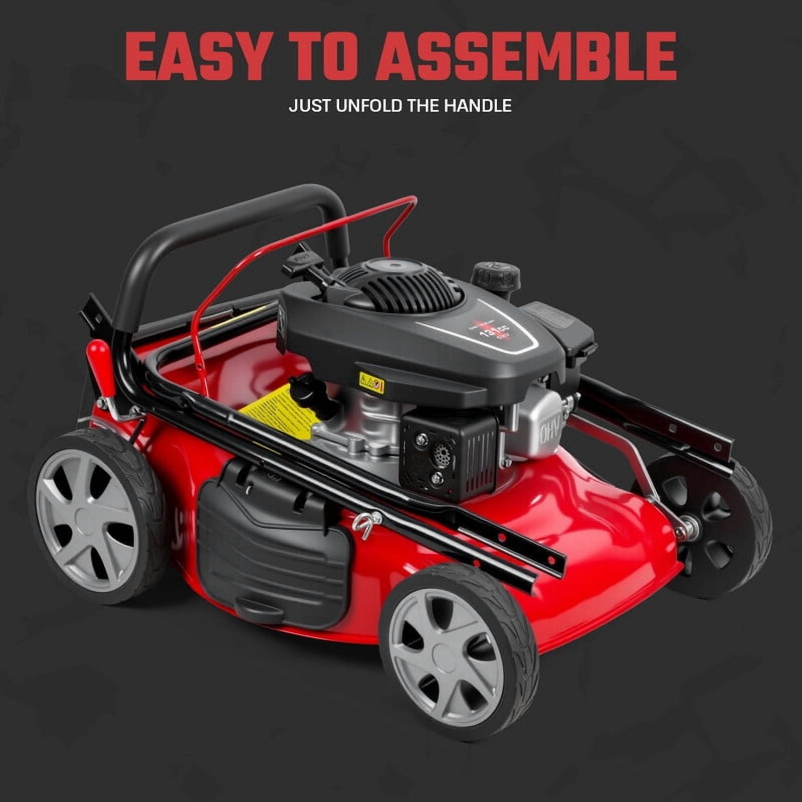 Momarys 3-In-1 Self-Propelled Gas Lawn Mower with 131CC Engine and 8-Level Height Adjustment (Red, 13.2 gal) 6z53w