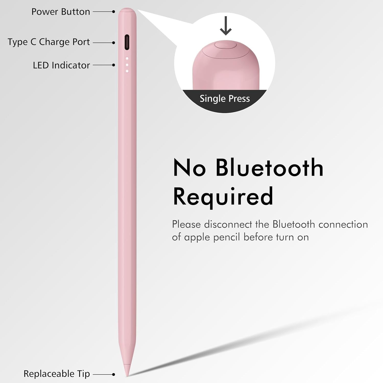 Antier Stylus Pen for iPad 2018 or Later, Precision Tilt Sensitivity with Palm Rejection (Pink) 74wpw