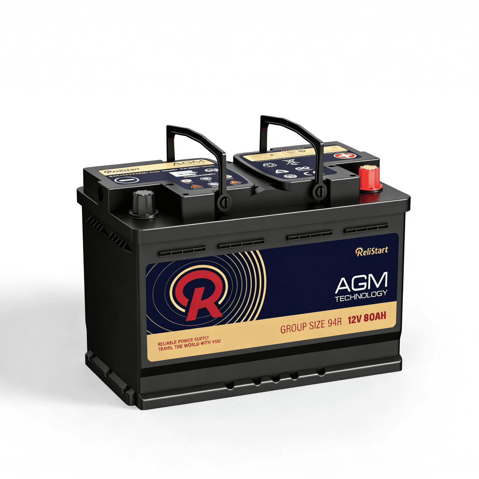 GrnOas.E AGM Car Battery 12V 80Ah 800CCA BCI Group 94R H7 Deep Cycle Start-Stop (12.4 in x 6.88 in x 7.48 in) dkv7s