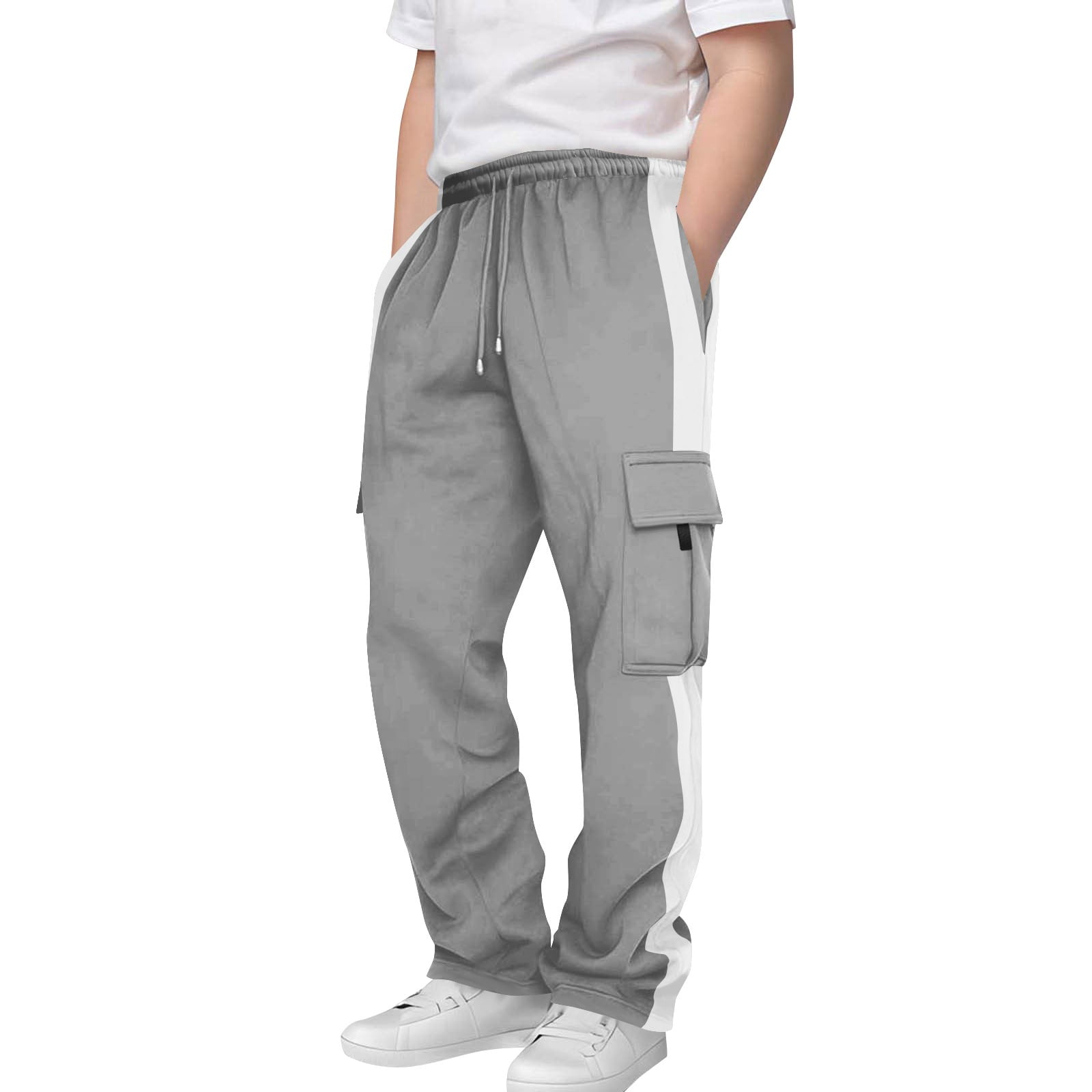 Piuwrlz Boys Jogger Sweatpants Relaxed Fit Cargo Pants (Gray, Size 9) hr00p
