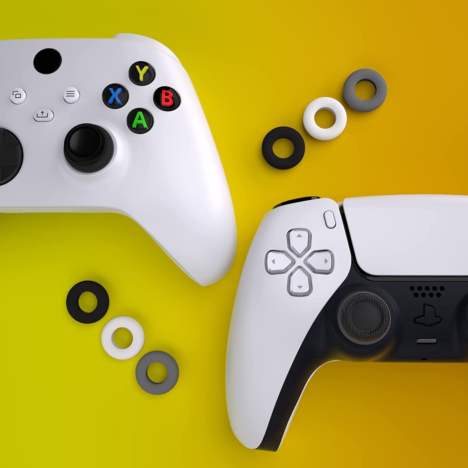 PlayVital Silicone Aim Assist Precision Rings for Gaming Controllers (Gray, Black, White, 6 Pack) 325km