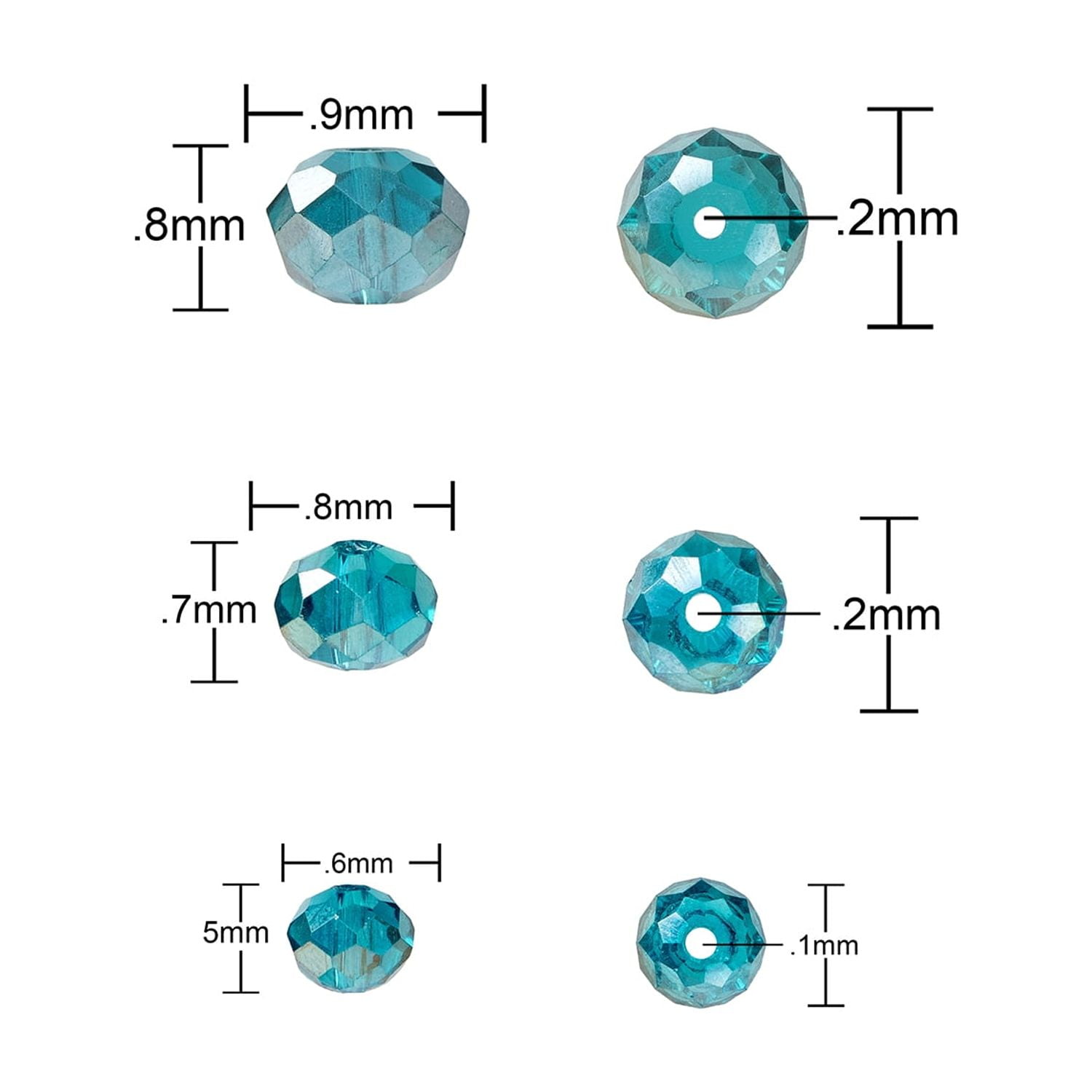 CousinDIY Glass Rondelle Beads for Jewelry Making (Indicolite Teal AB, 88 Pieces) 526v8