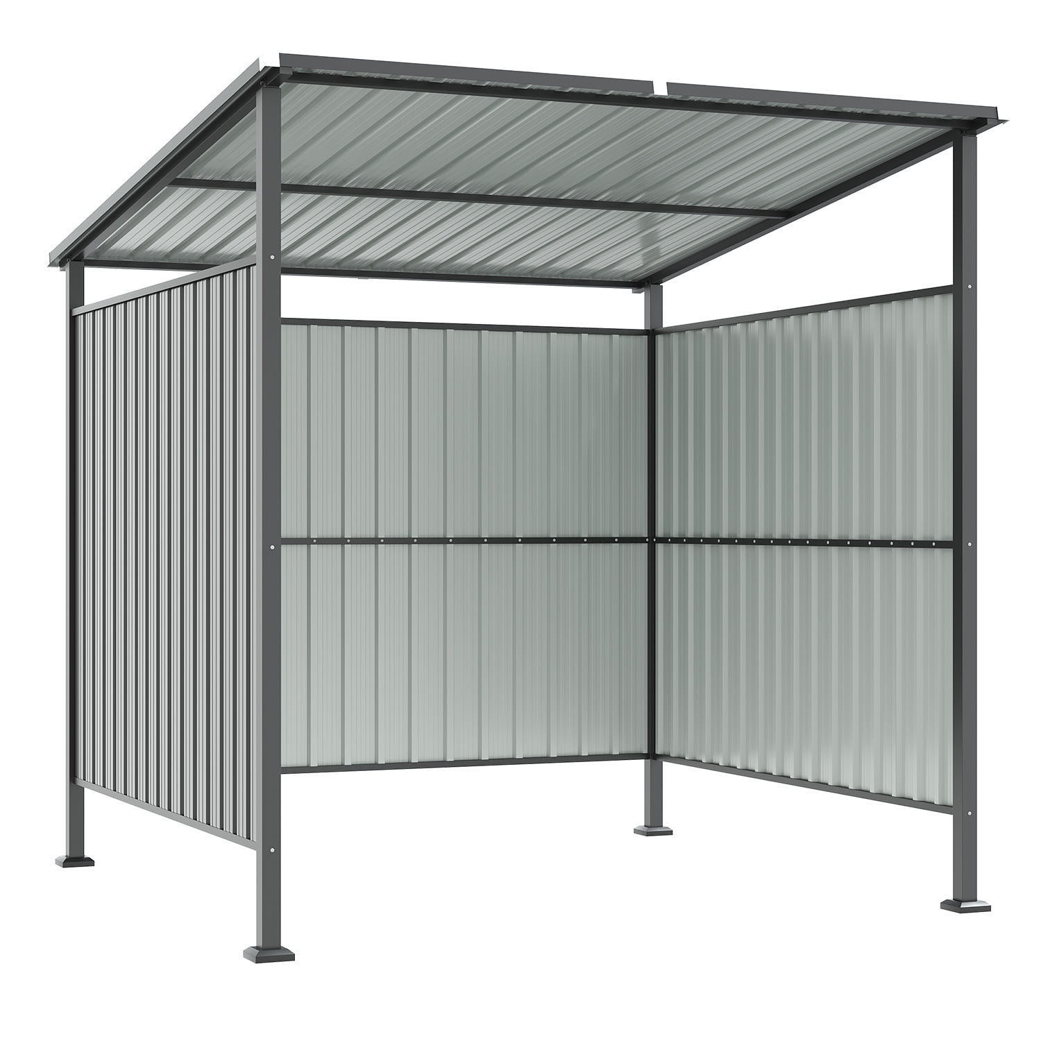 BaPiPro Outdoor Metal Storage Shed, Weather-Resistant Steel Grill Gazebo and Bike Shelter (Black, 6x6 ft) xm32j